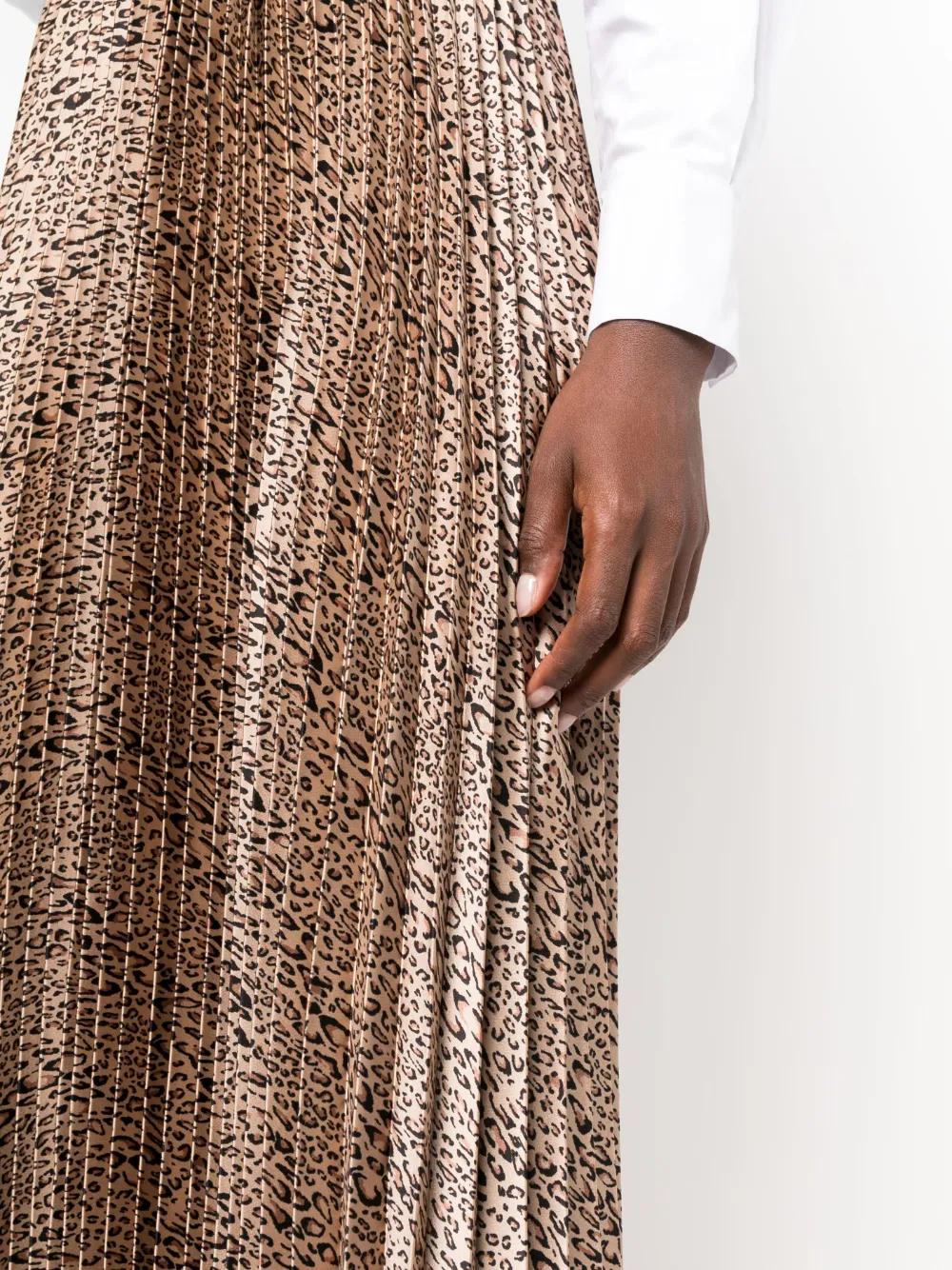 leopard-print pleated midi skirt Product Image