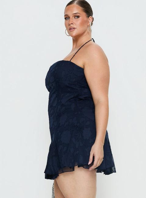 Delamere Mini Dress Navy Burnout Curve Product Image