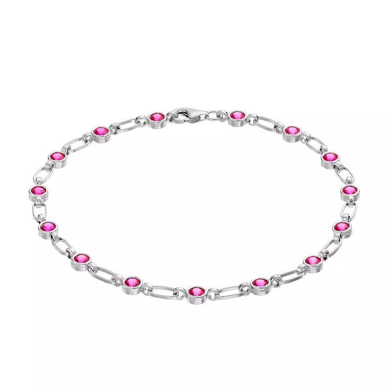 Womens Kristen Kesho Kristen Kesho, Sterling Silver Lab-Created Ruby Tennis Bracelet, Womens Product Image