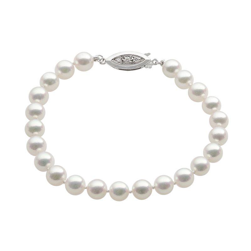 PearLustre by Imperial 18k White Gold AAA Akoya Cultured Pearl Bracelet (6.5-7 mm), Women's,  Product Image