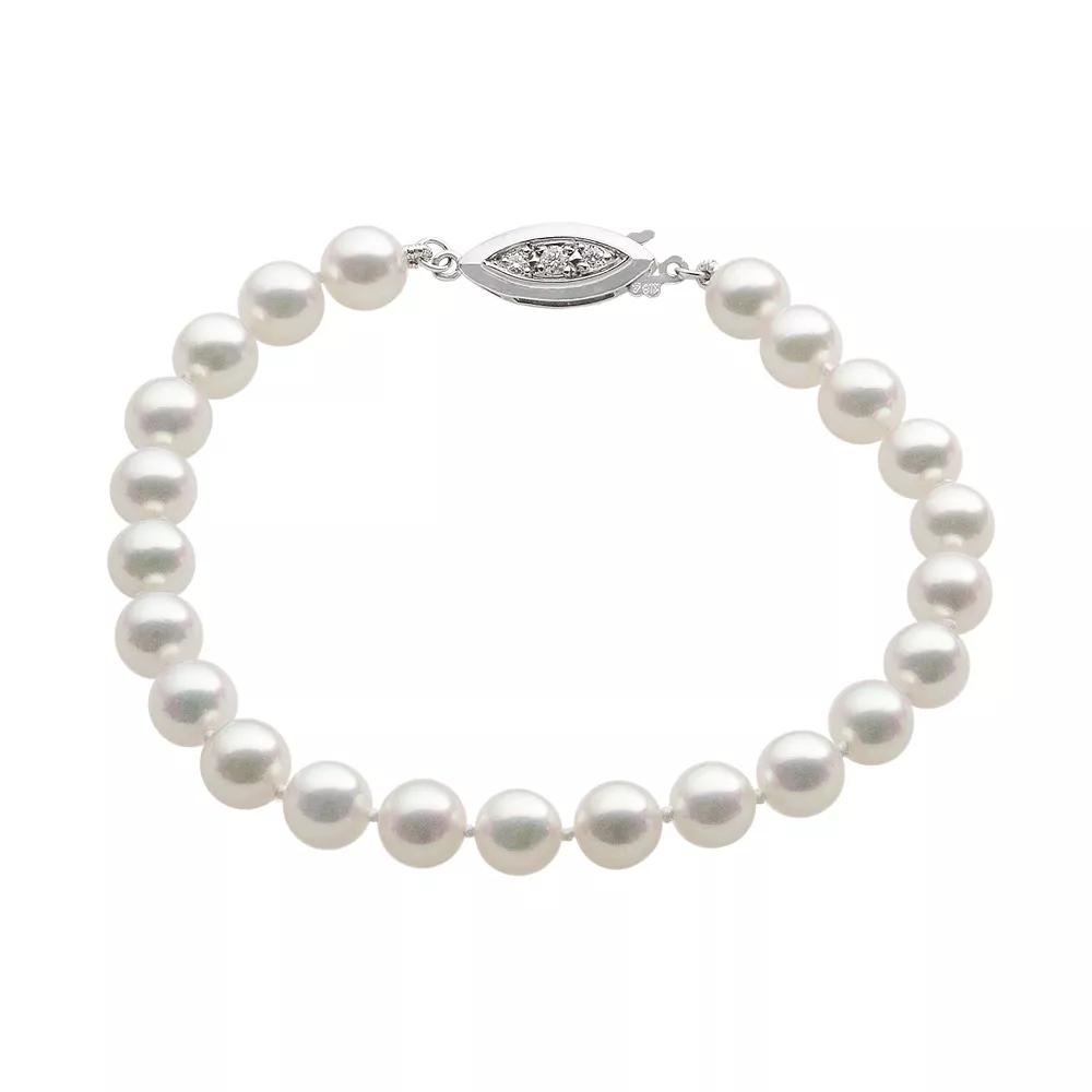PearLustre by Imperial 18k White Gold AAA Akoya Cultured Pearl Bracelet (6.5-7 mm), Women's,  Product Image