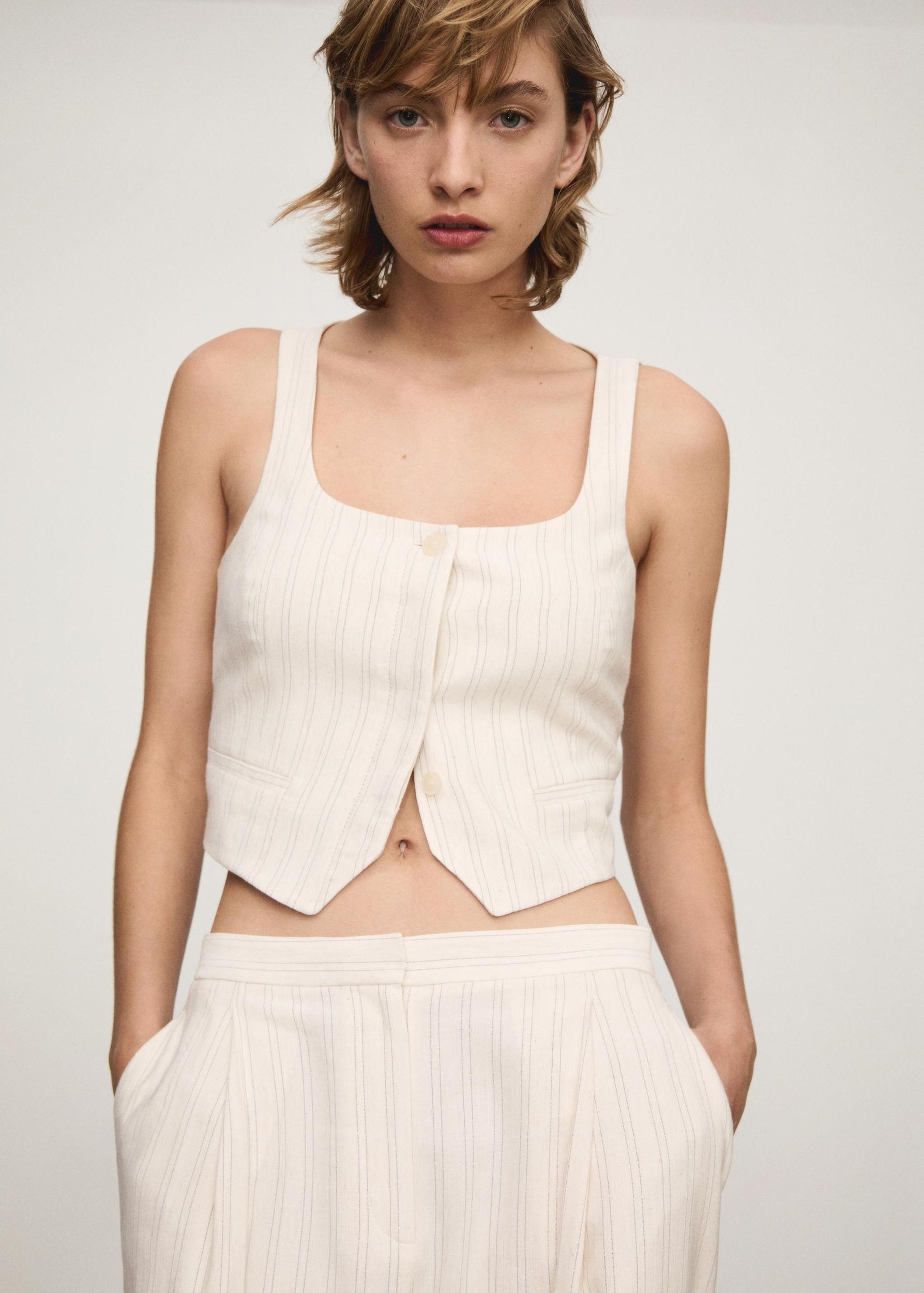 Striped suit waistcoat - Women | MANGO USA Product Image