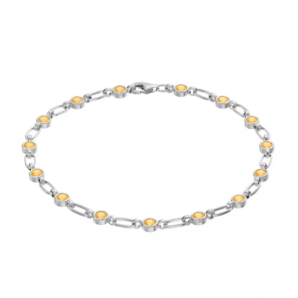 Womens Kristen Kesho Kristen Kesho, Sterling Silver Lab-Created Yellow Sapphire Tennis Bracelet, Women's, Size: 7.5" Product Image