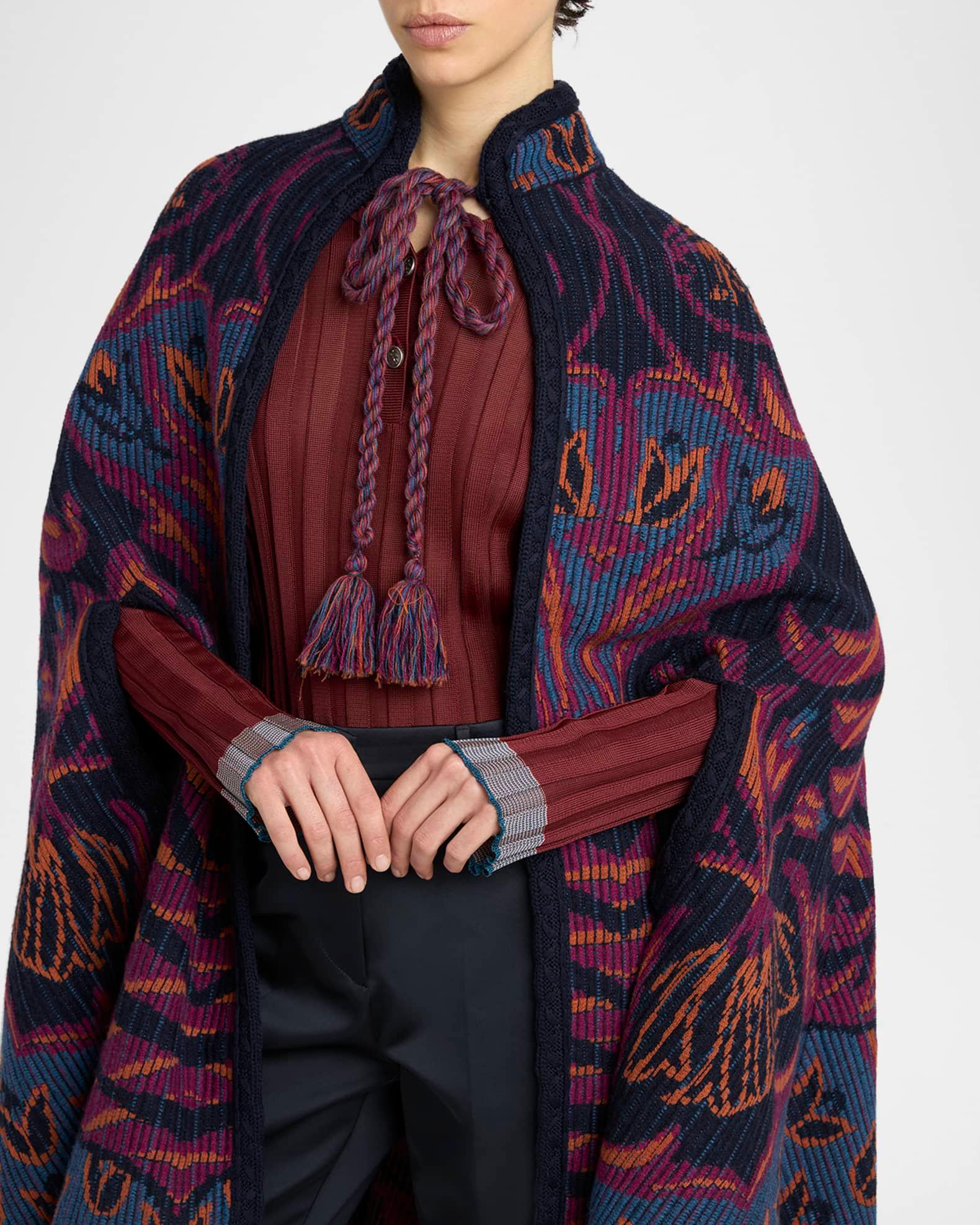 Jacquard Knit Cape Coat Product Image