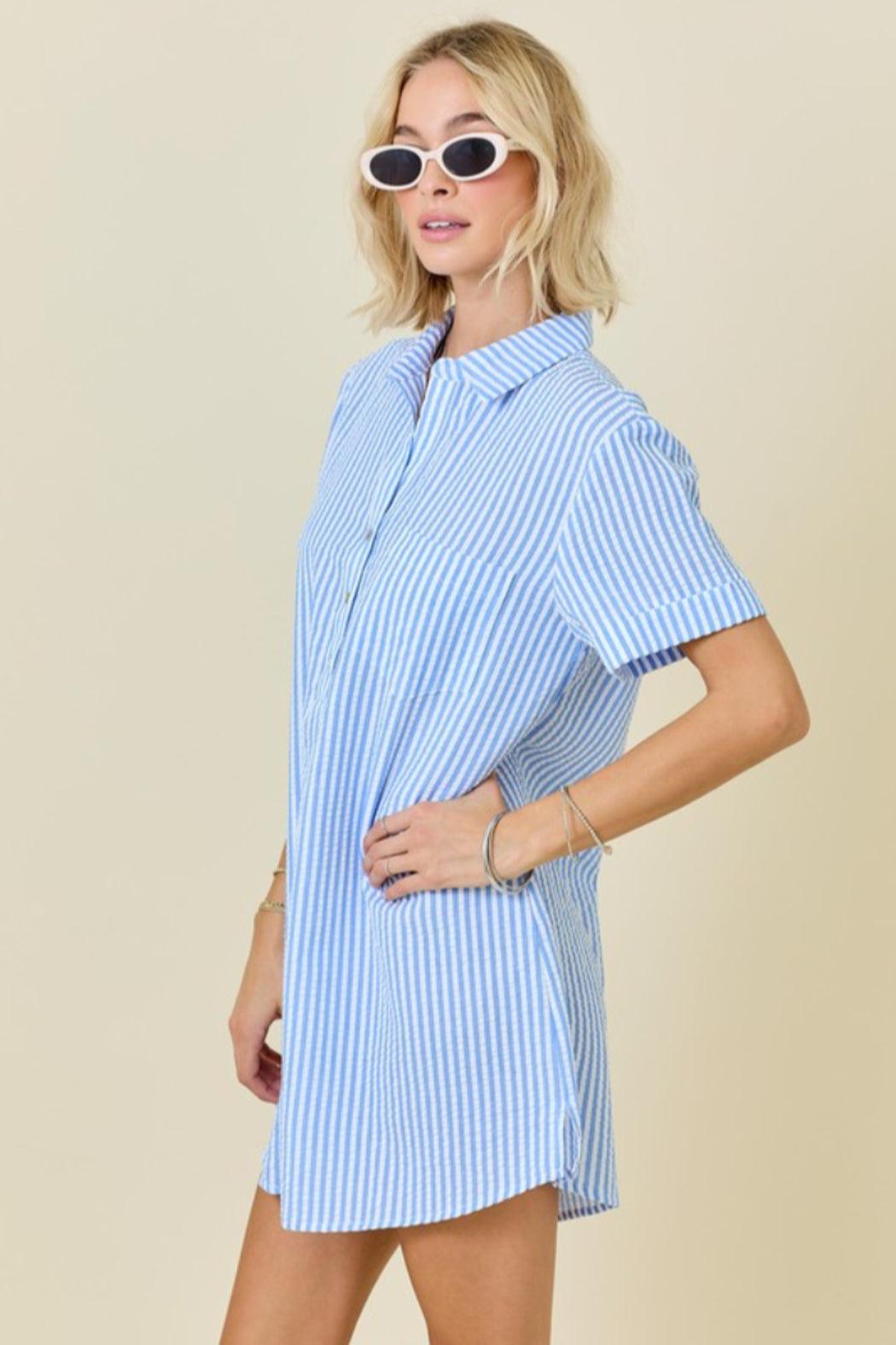 Seersucker Shirt Dress Product Image