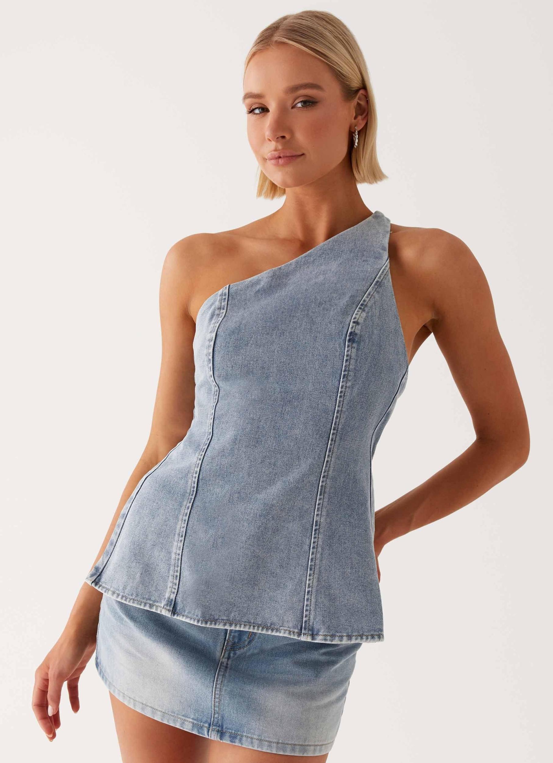 Maysa Denim Top - Blue Product Image