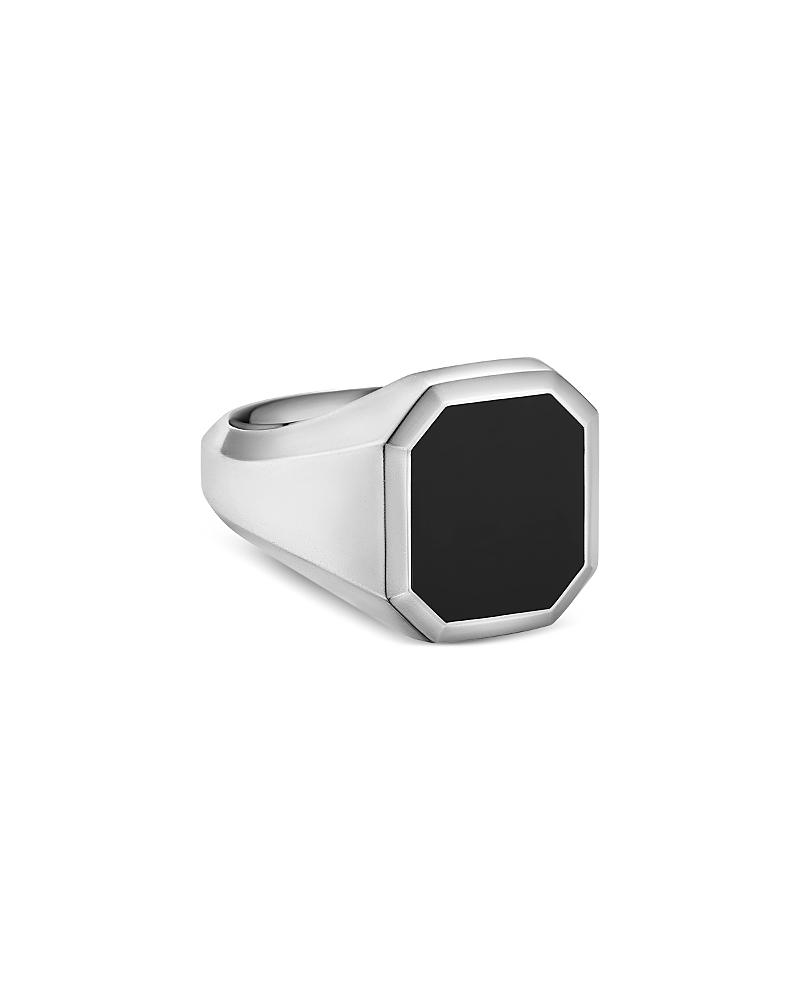 Mens Streamline Signet Ring in Sterling Silver Product Image