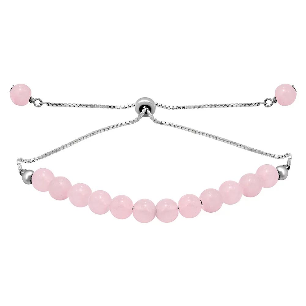 Aleure Precioso Gemstone Bead Frontal Adjustable Bracelet, Women's, Size: 10", Pink Quartz Product Image