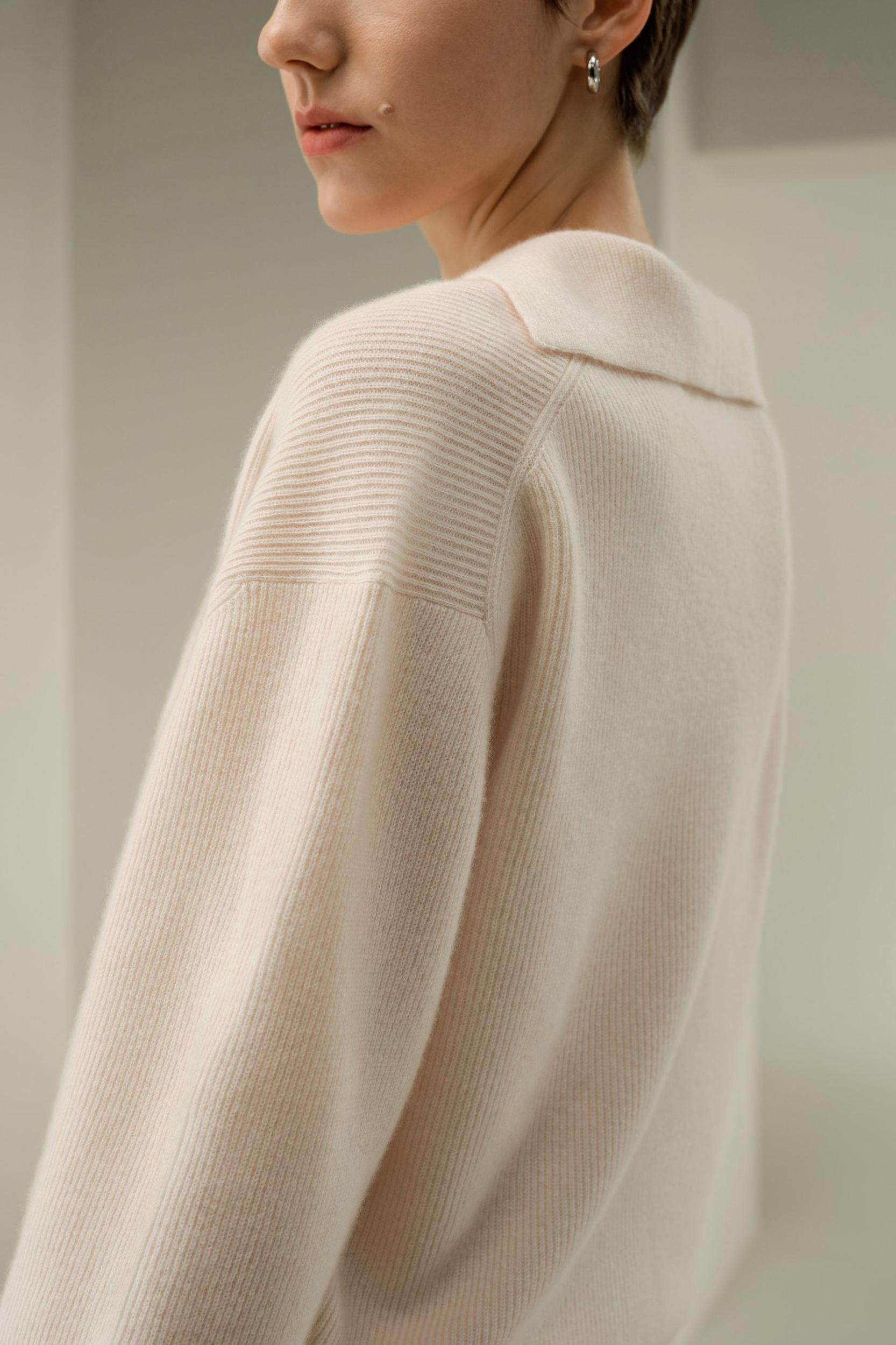 Ribbed Cashmere Polo Sweater Product Image