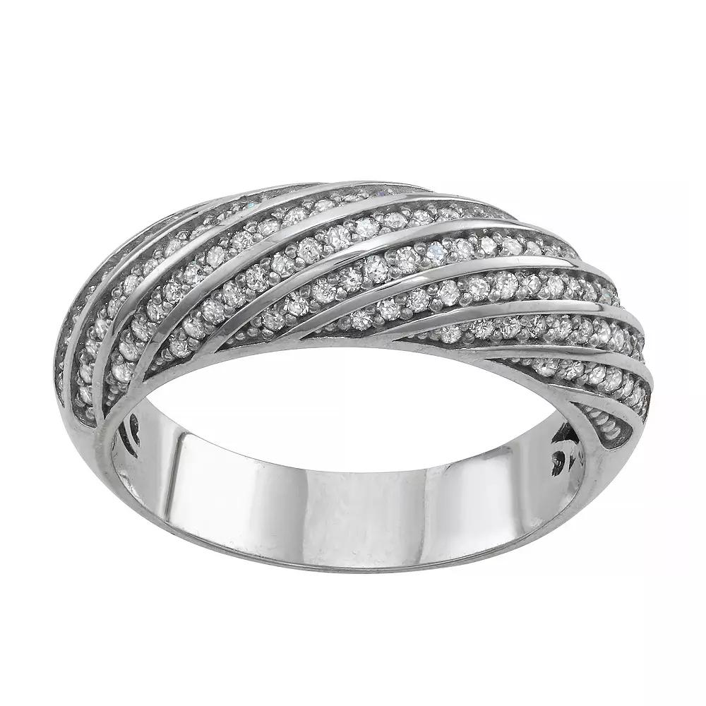 Tiara Sterling Silver 1/2 ct. T.W. Diamond Pave Twist Ring, Womens Product Image