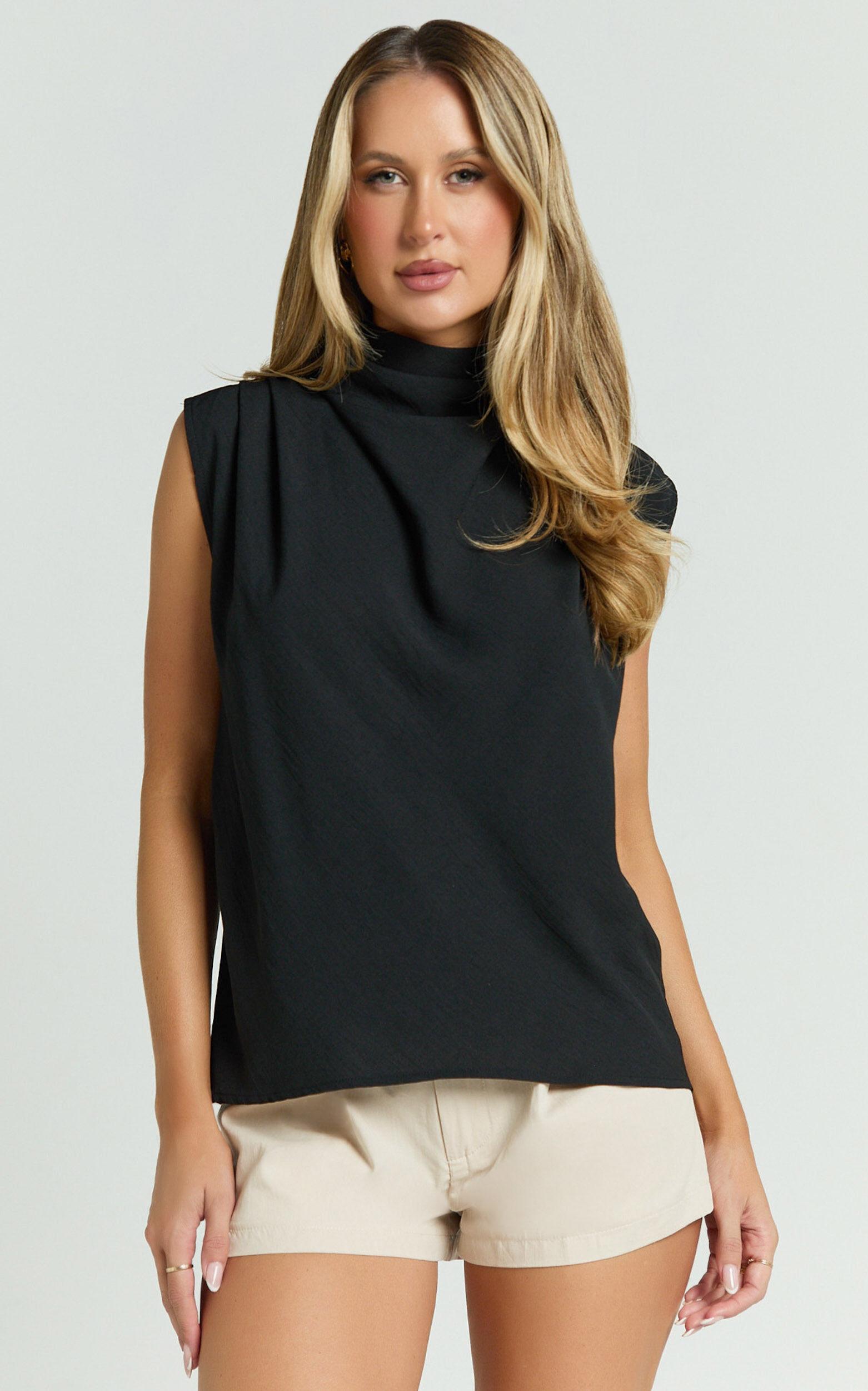 Arianae Top - High Neck Top in Black Product Image