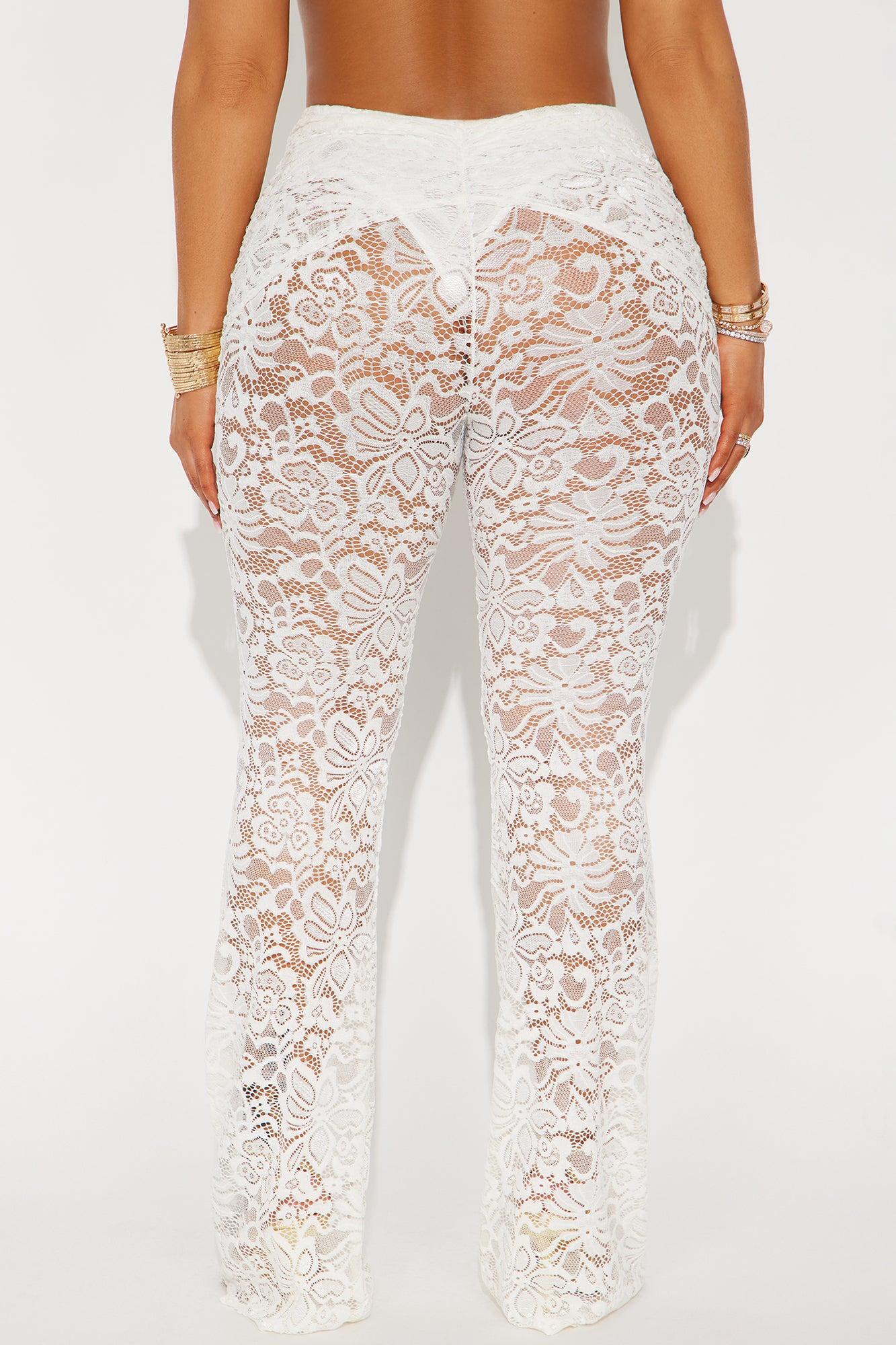 Luisa Lace Flare Pant - White Product Image