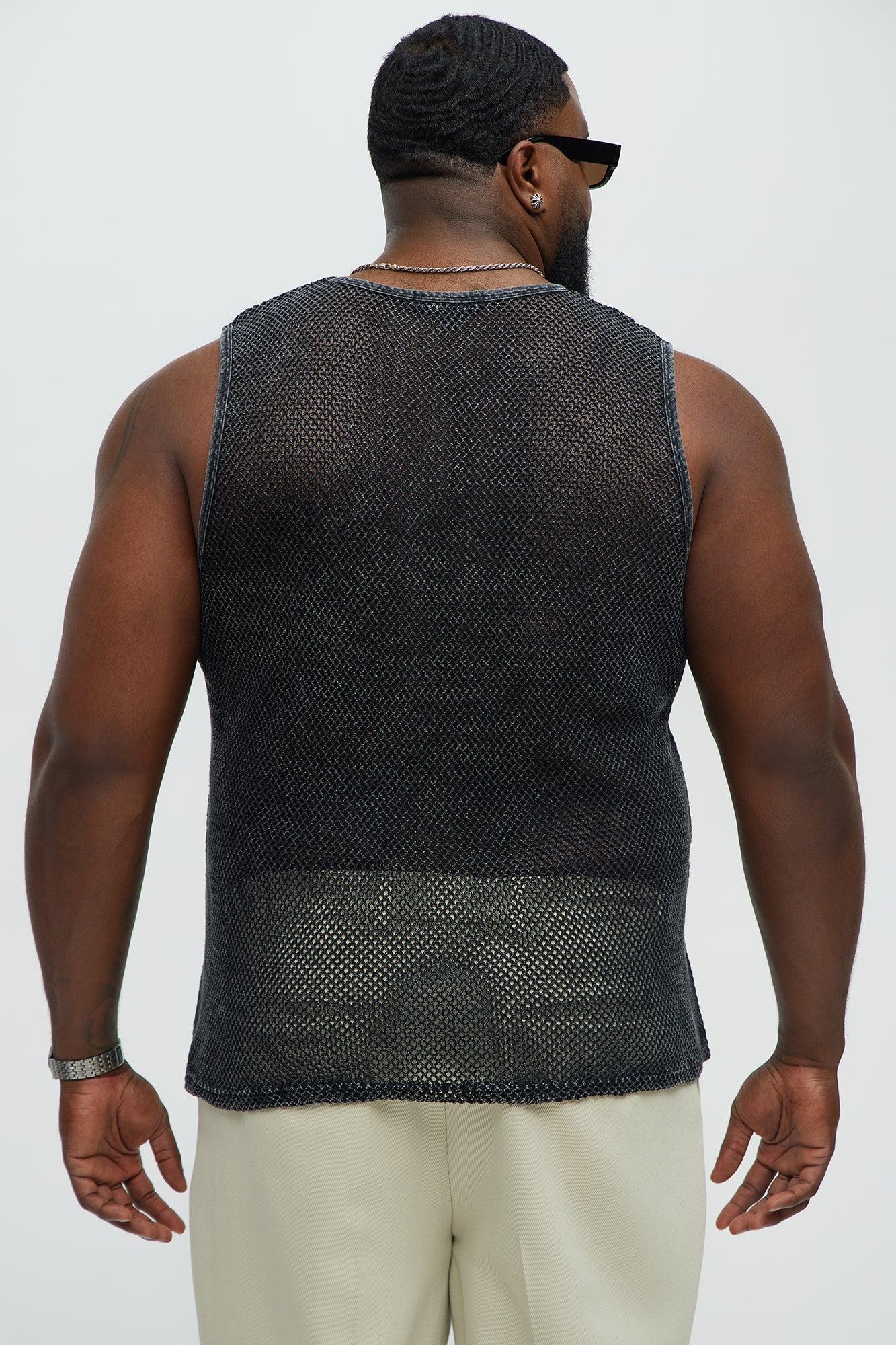 LA Washed Mesh Tank Top - Black Wash Male Product Image
