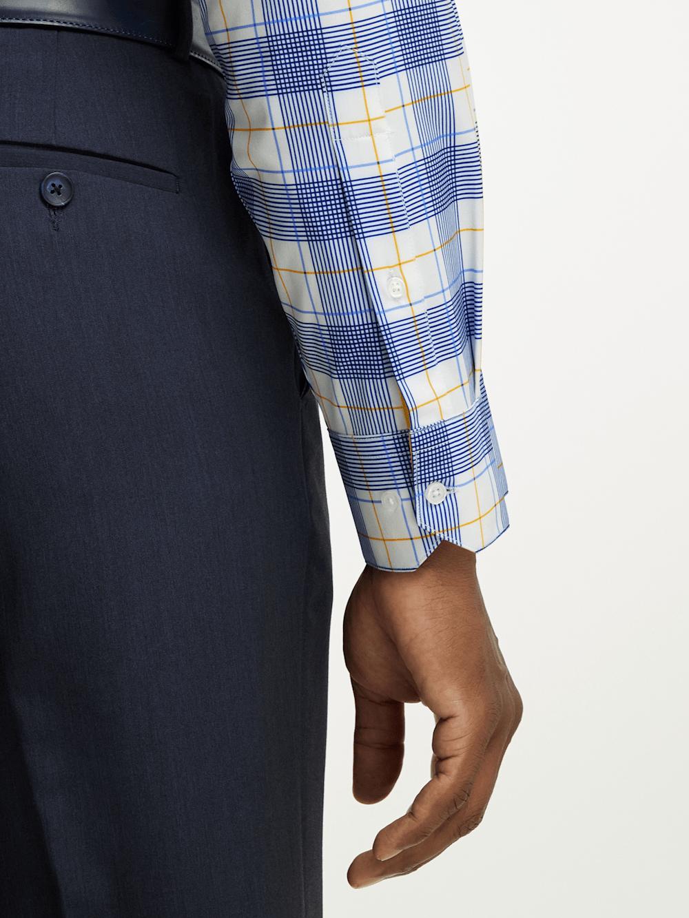 Performance Stretch Check Casual Shirt - Blue/yellow Product Image