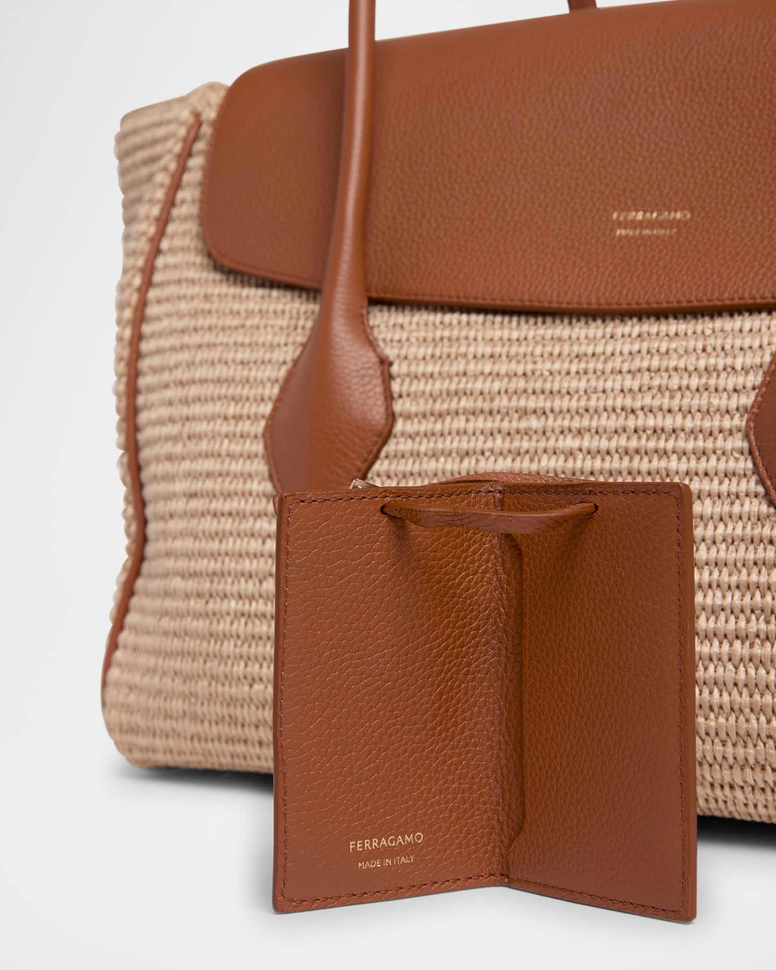 Florence Raffia and Leather Top-Handle Bag Product Image