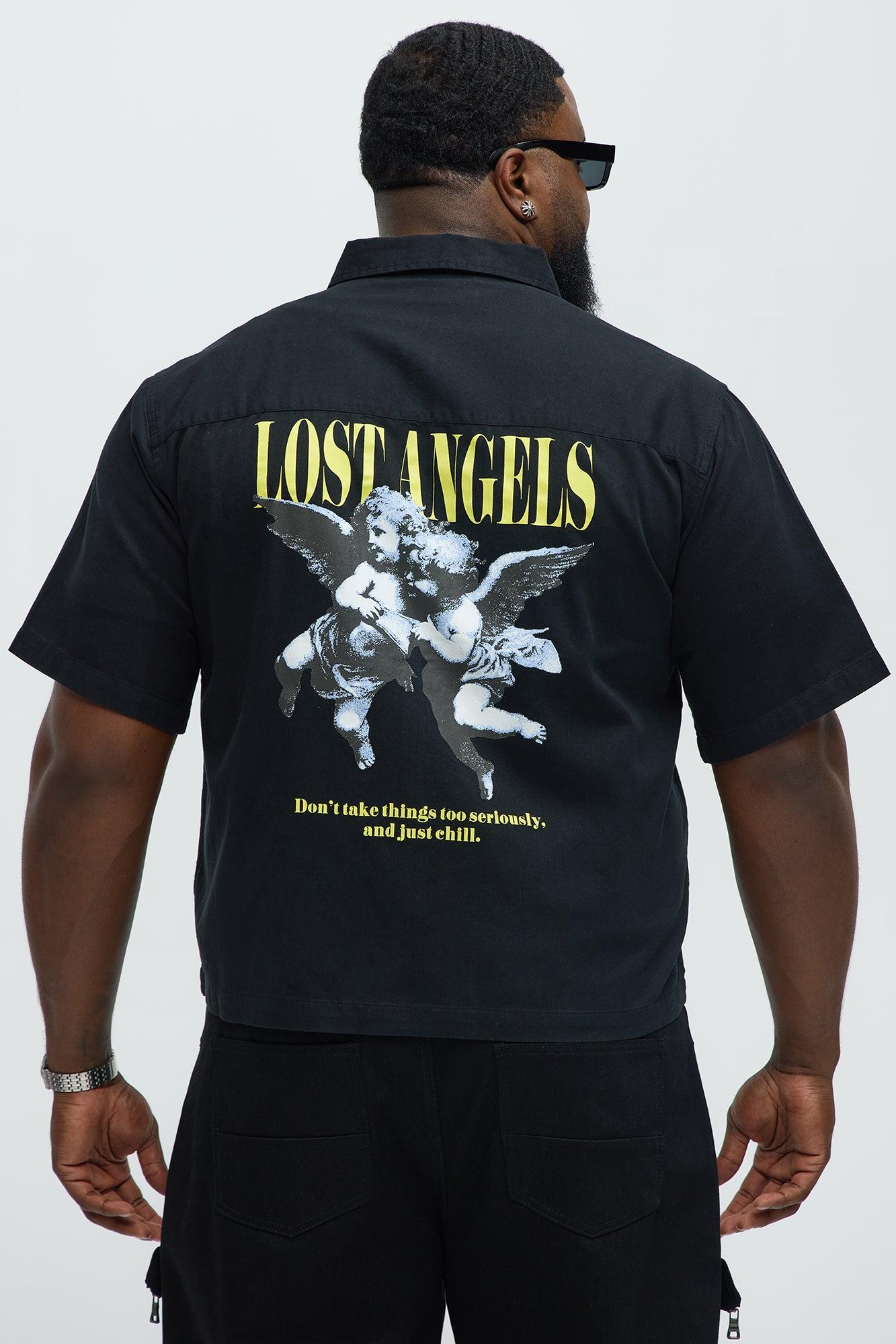 Just Chilling Cropped Short Sleeve Zip Up Shirt - Black Product Image