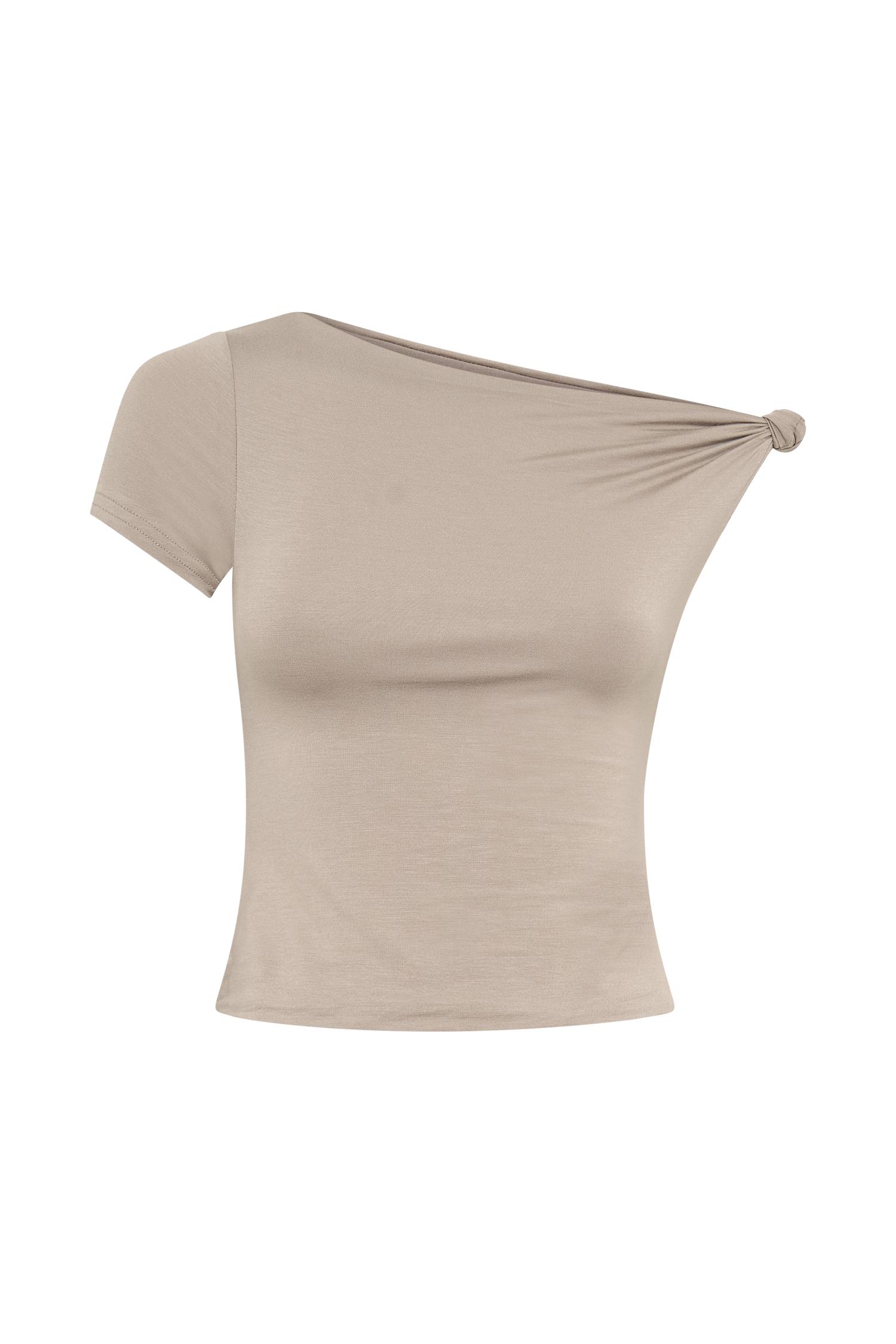 Betty Short Sleeve Modal Top With Knot Shoulder - Tawny Grey Product Image