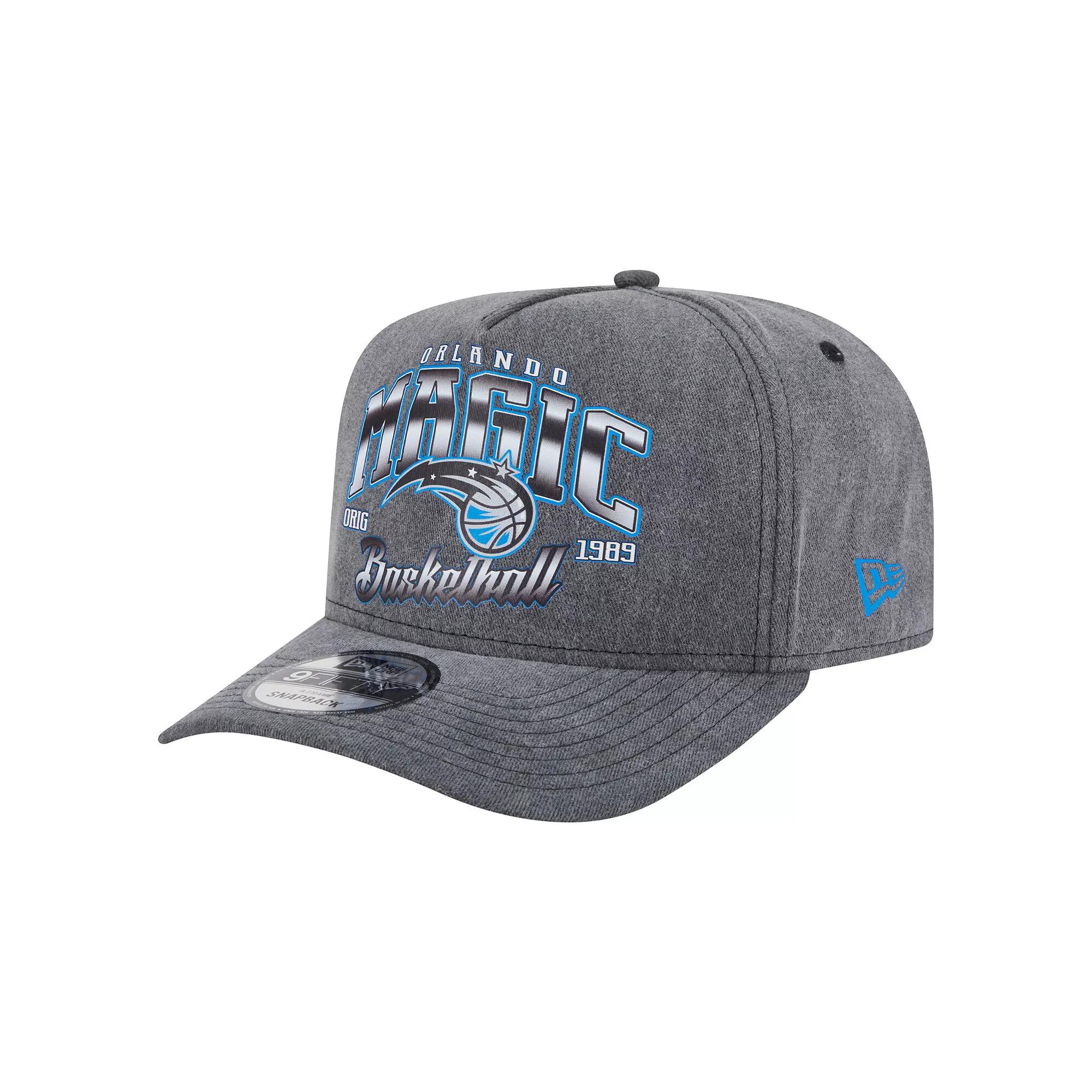 Men's New Era  Charcoal Orlando Magic Throwback Washed Pre-Curved 9FIFTY Snapback Hat, Mag Charco Product Image