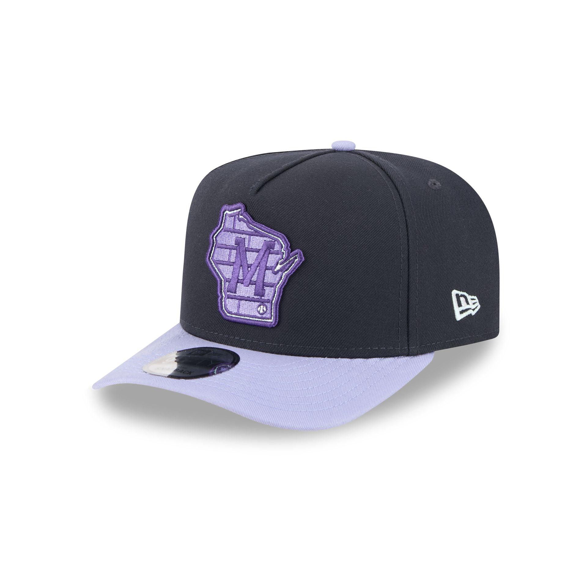 Milwaukee Brewers Navy Lavender 9FIFTY A-Frame Snapback Hat Male Product Image