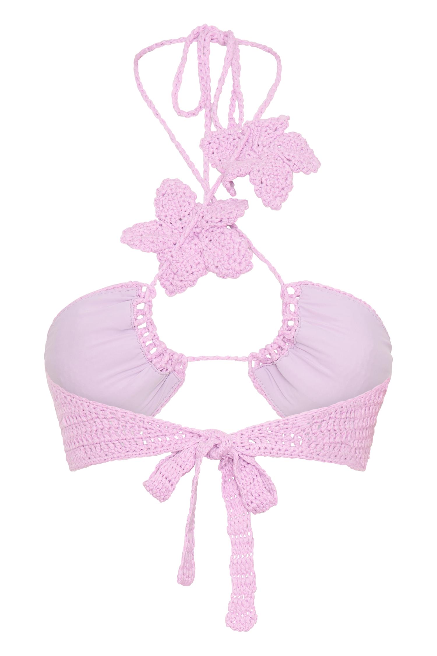 River Floral Crochet Bikini Top - Lilac Product Image