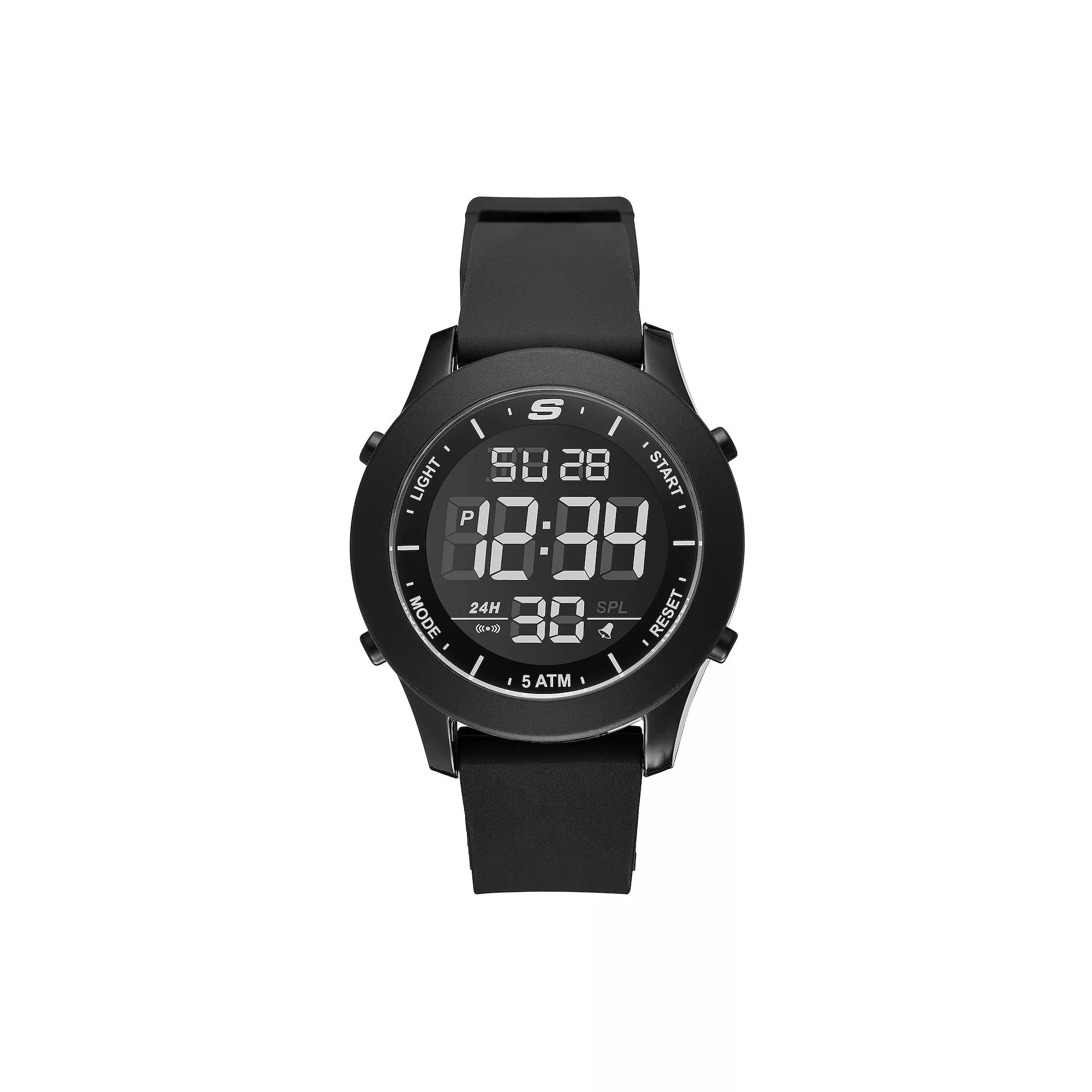 Skechers® Men's Rosencrans Digital Silicone Watch, Size: Large, Black Product Image