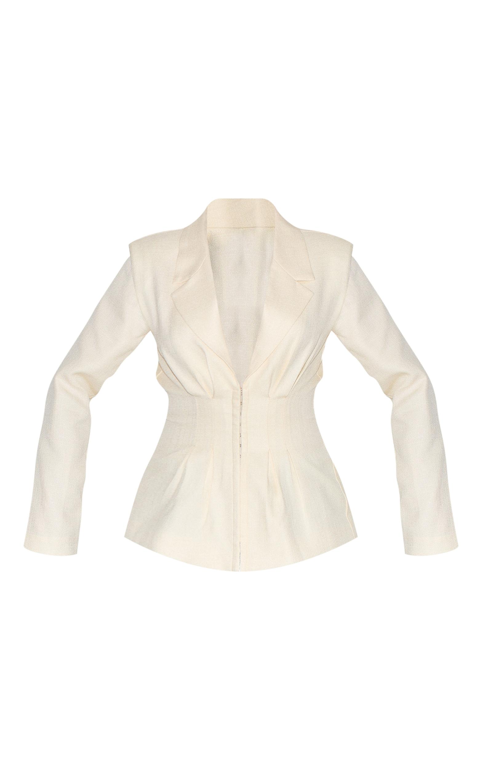 Petite Cream Cinched Waist Blazer Product Image