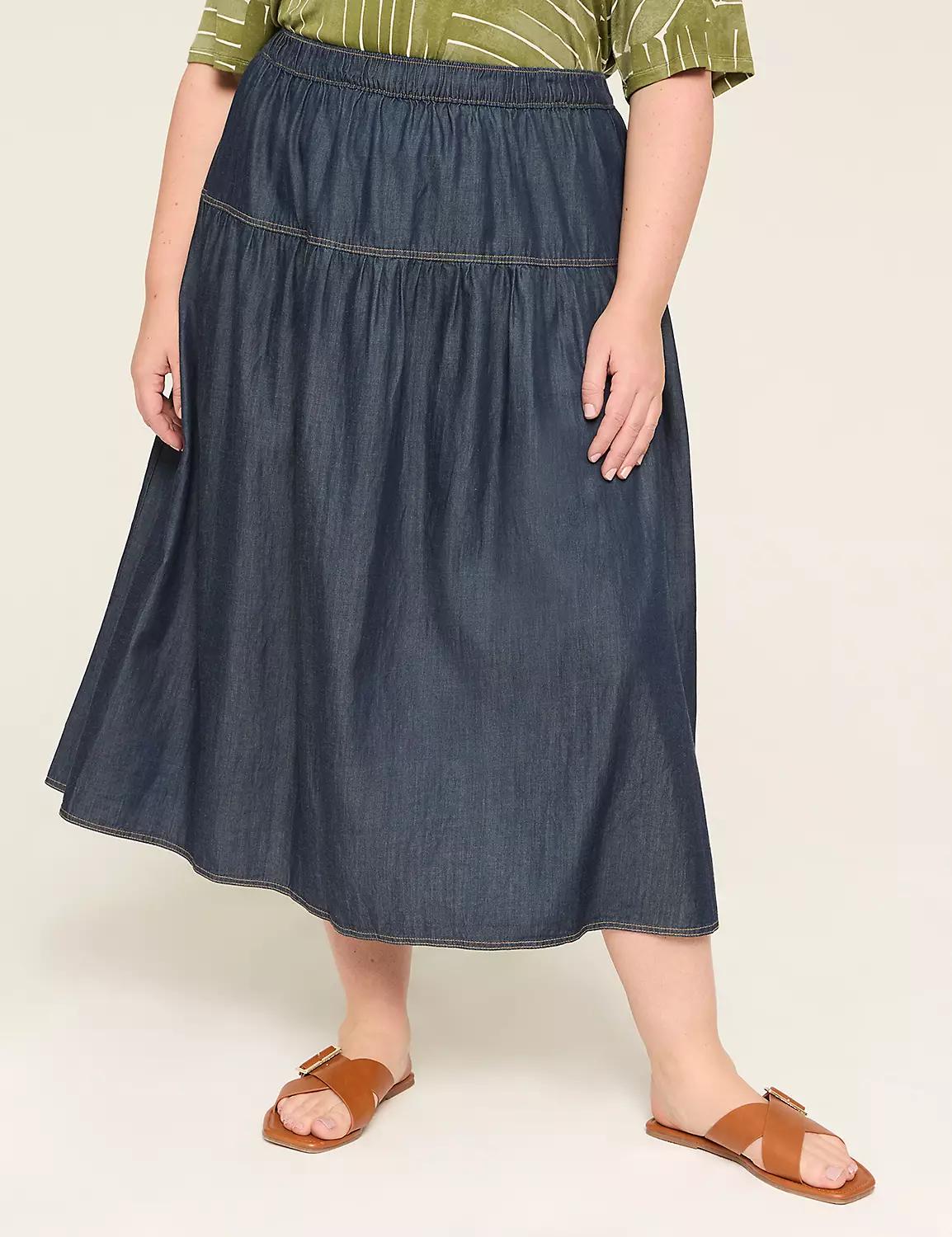 Chambray Tiered Maxi Skirt Product Image