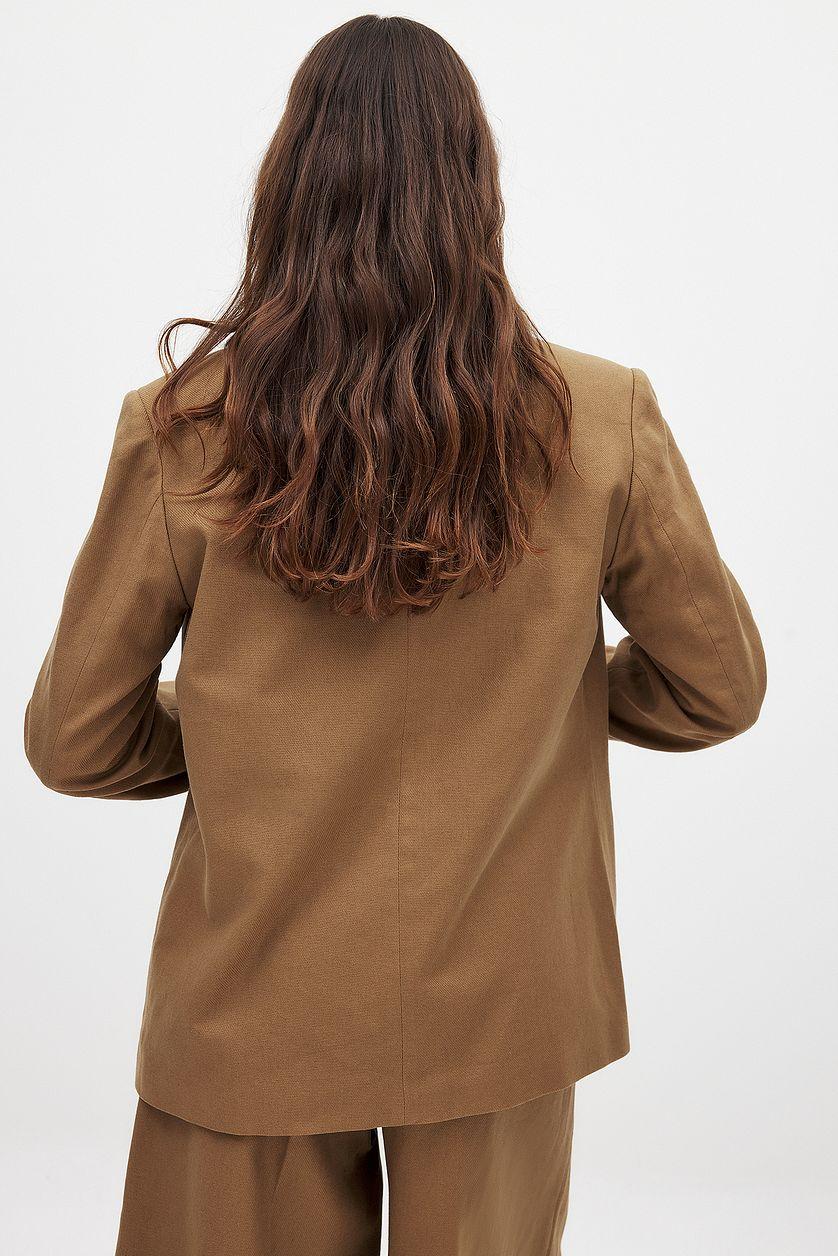 Regular Linen-Blend Blazer Brown Product Image