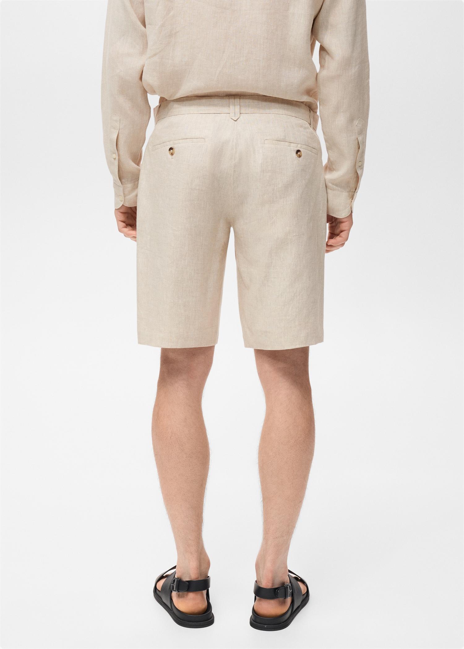 Slim-fit 100% linen bermuda shorts - Men | MANGO USA Product Image