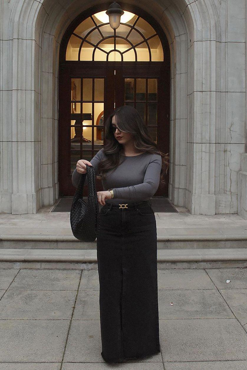 Denim Wide Maxi Skirt Product Image