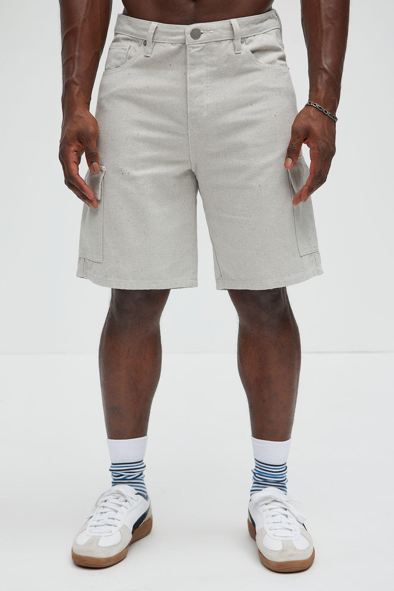 Cary Textured Relaxed Cargo Shorts - Stone Product Image
