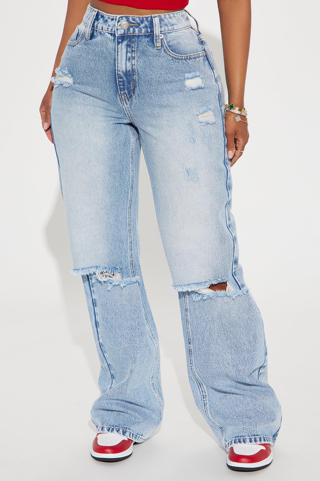 Wondering Why Ripped Straight Leg Jeans - Medium Wash Product Image