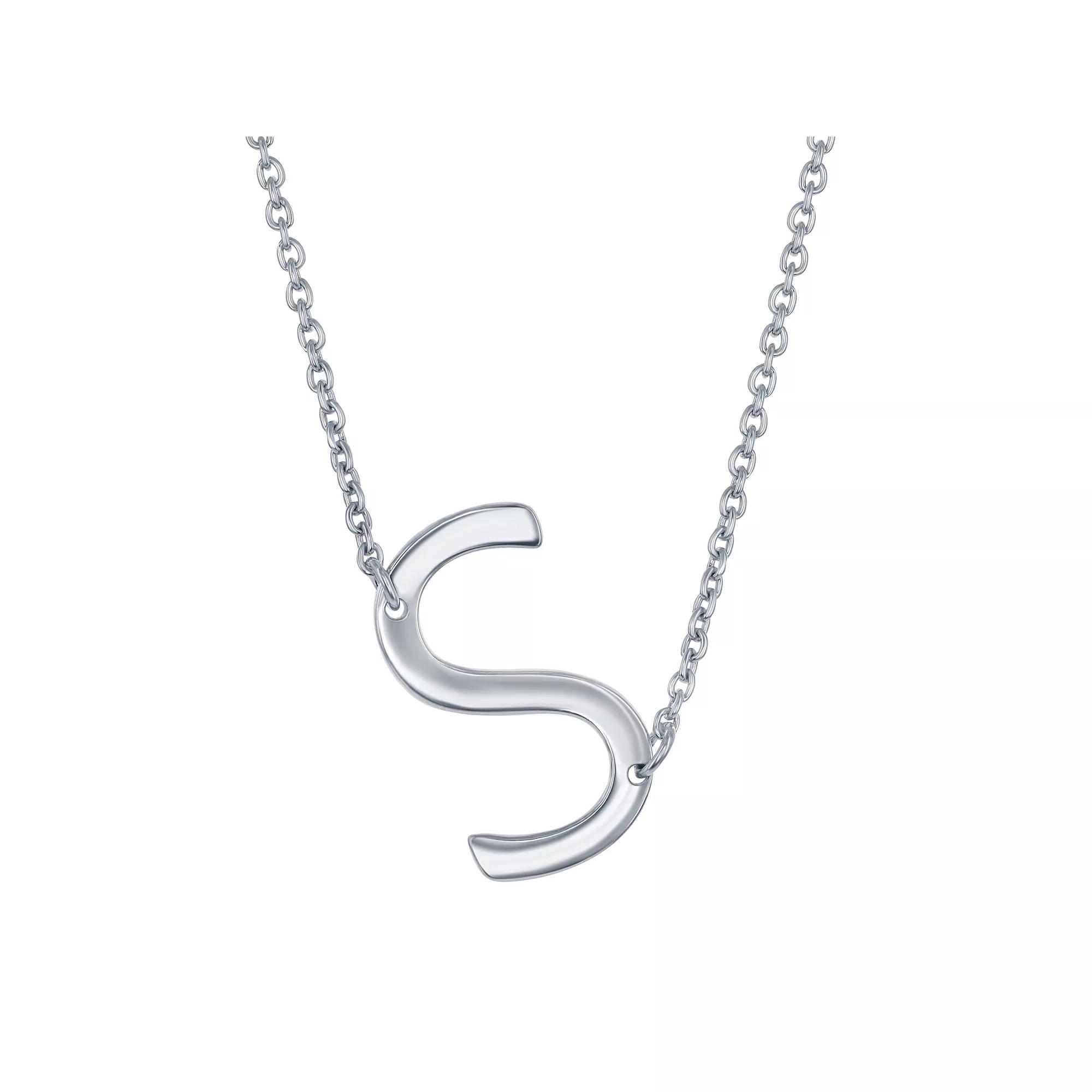 Sterling Silver Sideways Initial Necklace, Women's, Size: 16-18" ADJ, Sterling P Product Image