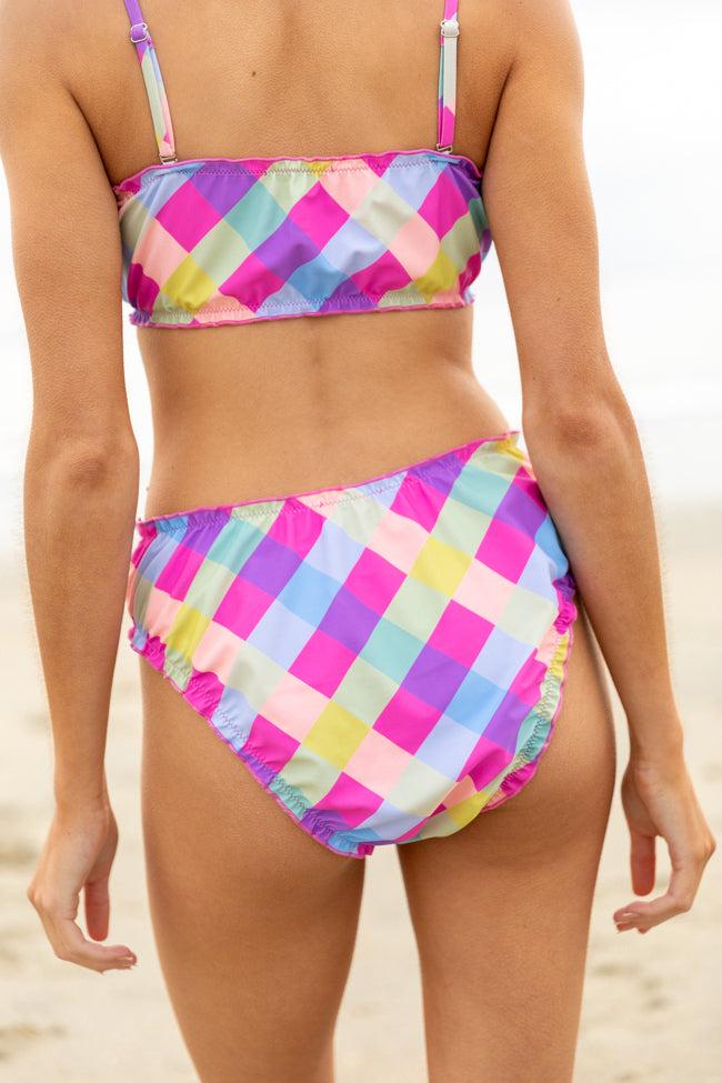 Going Swimmingly Multi Plaid Ruffle Detail Bikini Bottoms FINAL SALE Product Image
