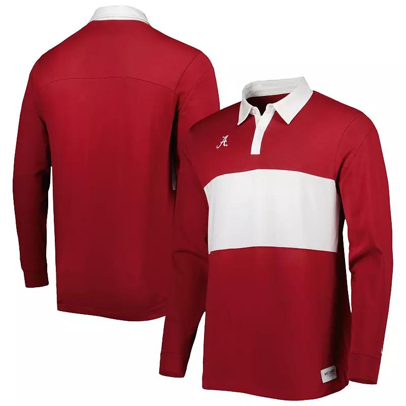 Mens Nike Crimson Alabama Crimson Tide Striped Long Sleeve Polo Product Image