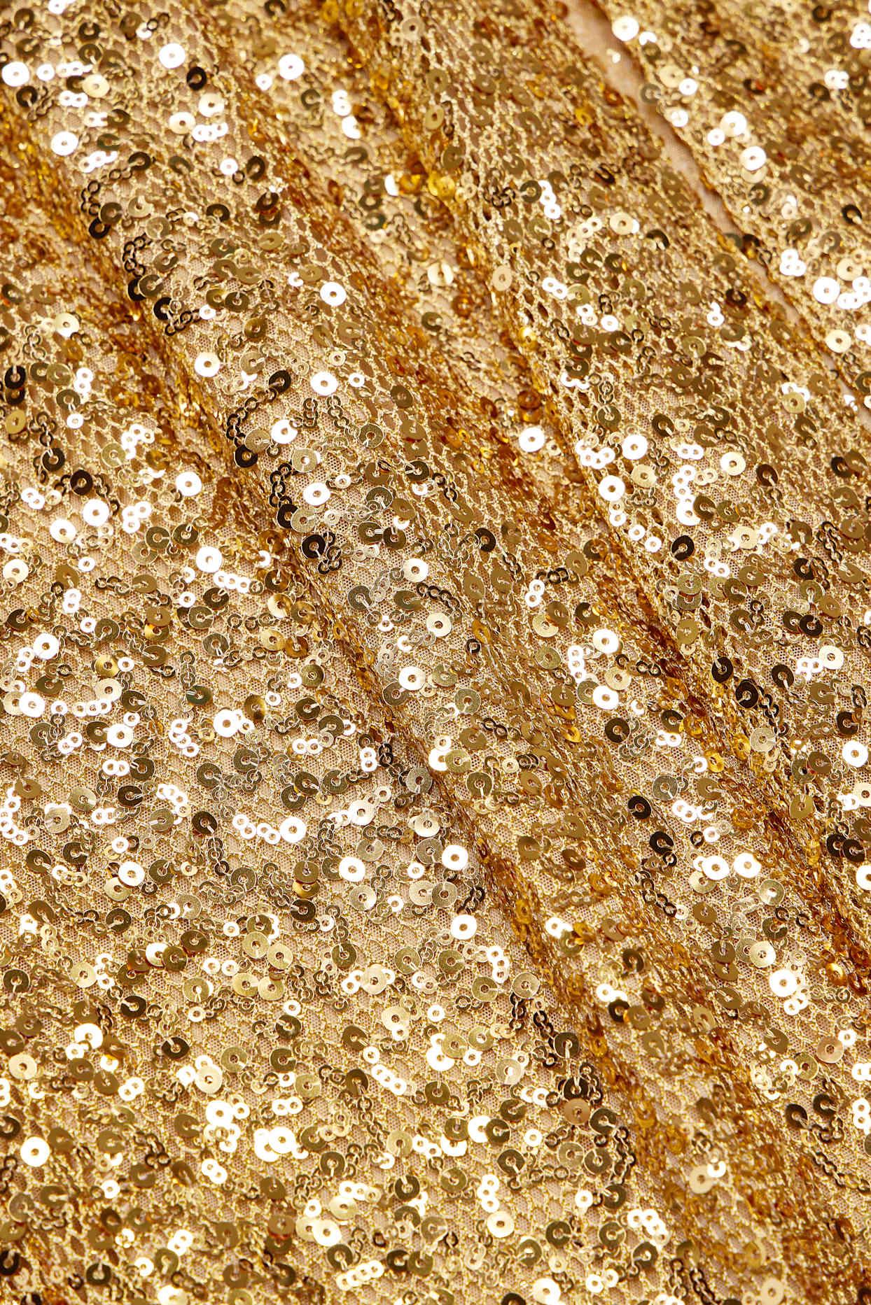 Embellished Hardware-Detail Strappy Maxi Skirt in Gold Product Image