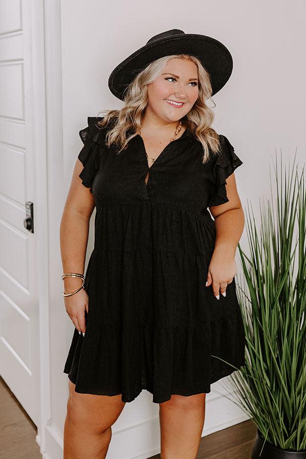 Newsworthy Style Linen-Blend Babydoll Dress In Black Curves Product Image