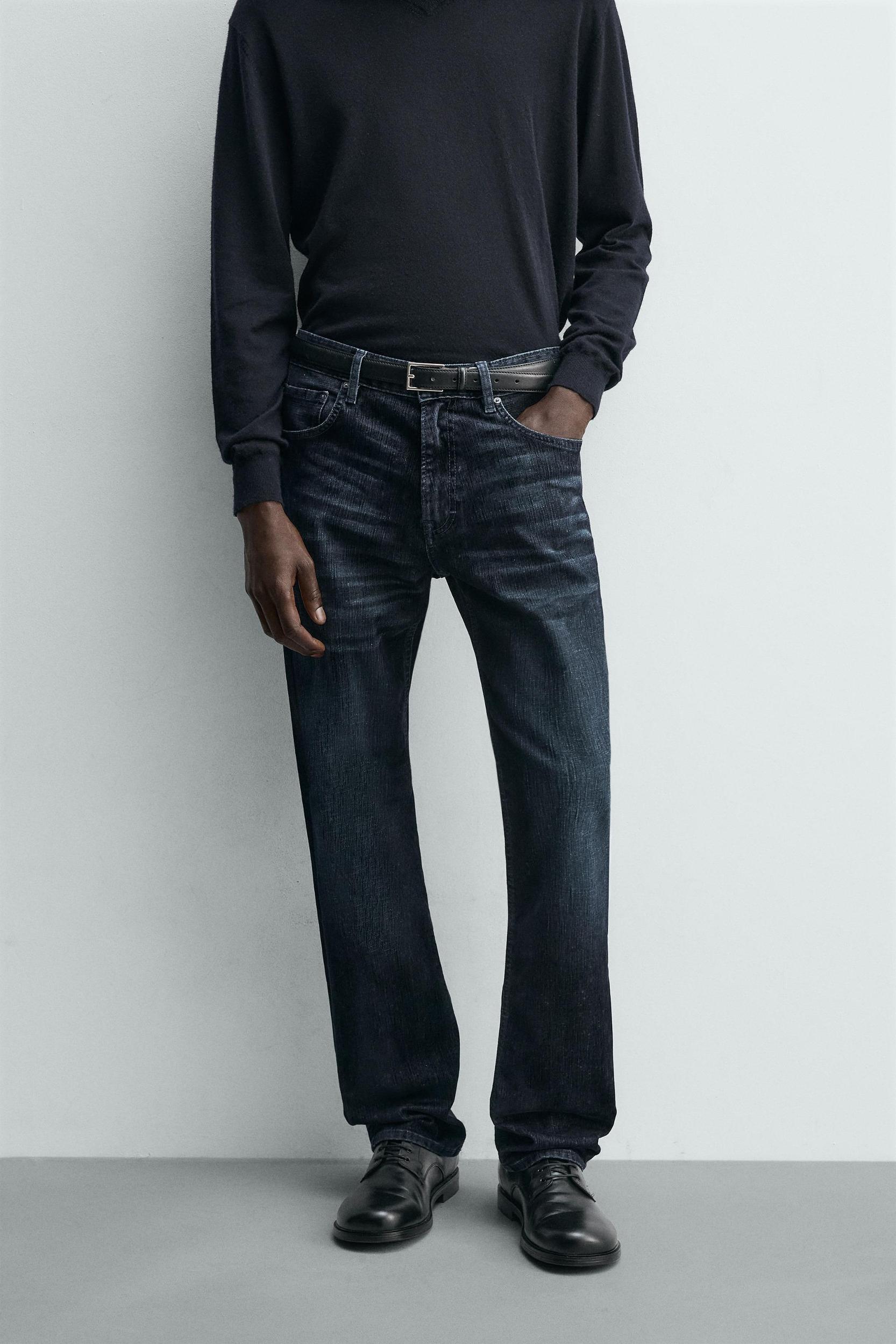 FLOCKED STRAIGHT FIT JEANS Product Image