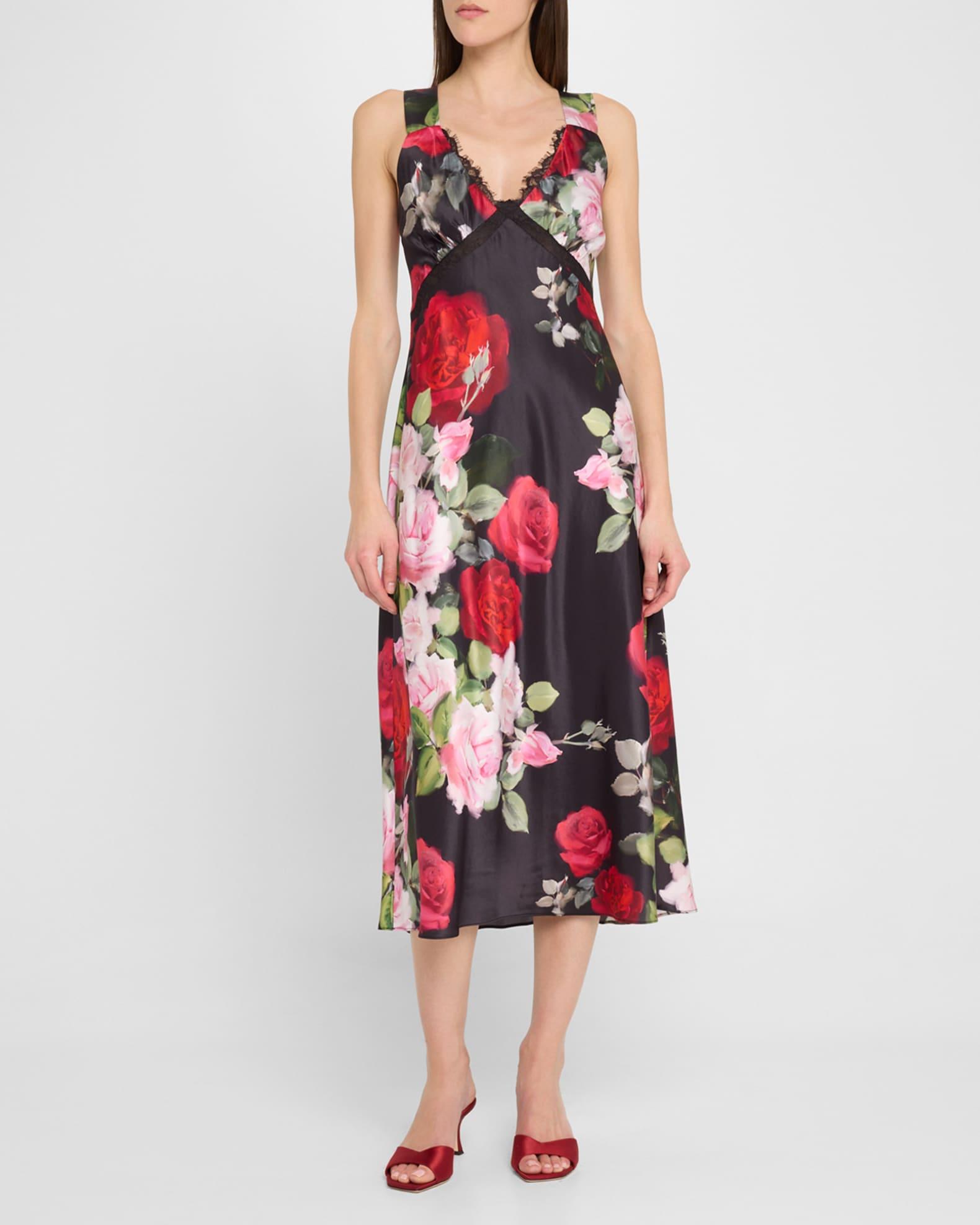 Joyelle Floral-Print Midi Slip Dress Product Image