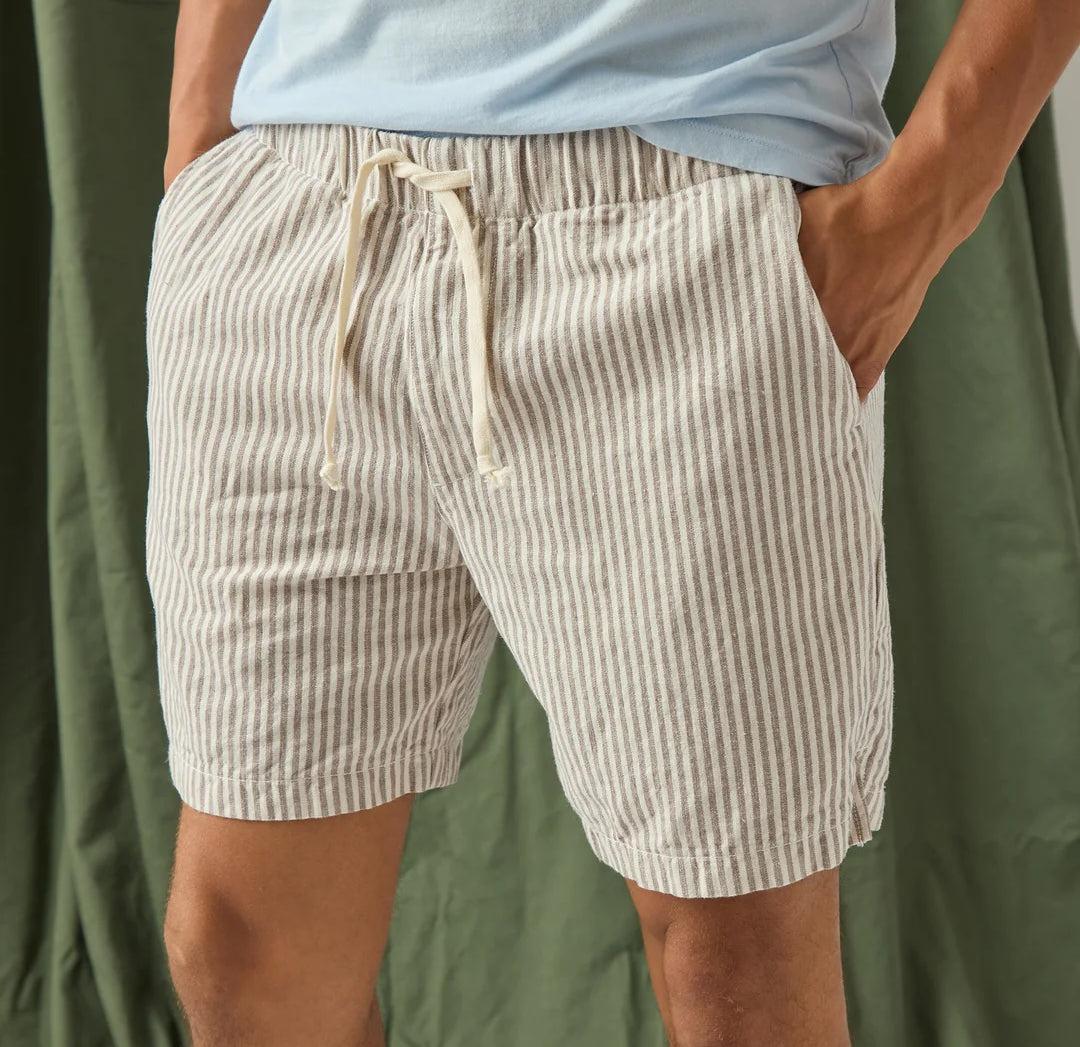 6" Hemp Stripe Easy Short - Natural/Grey Product Image
