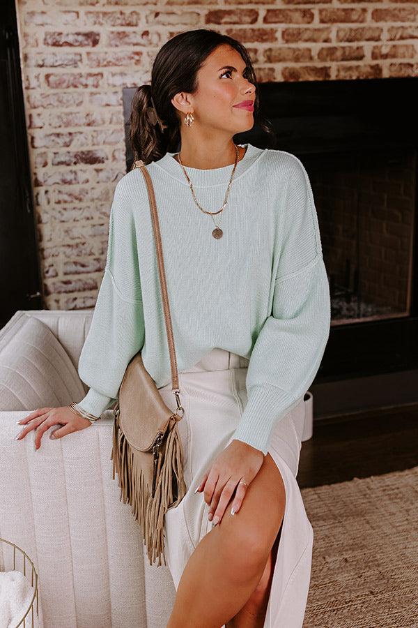 Let's Take A Trip Knit Sweater in Mint Product Image