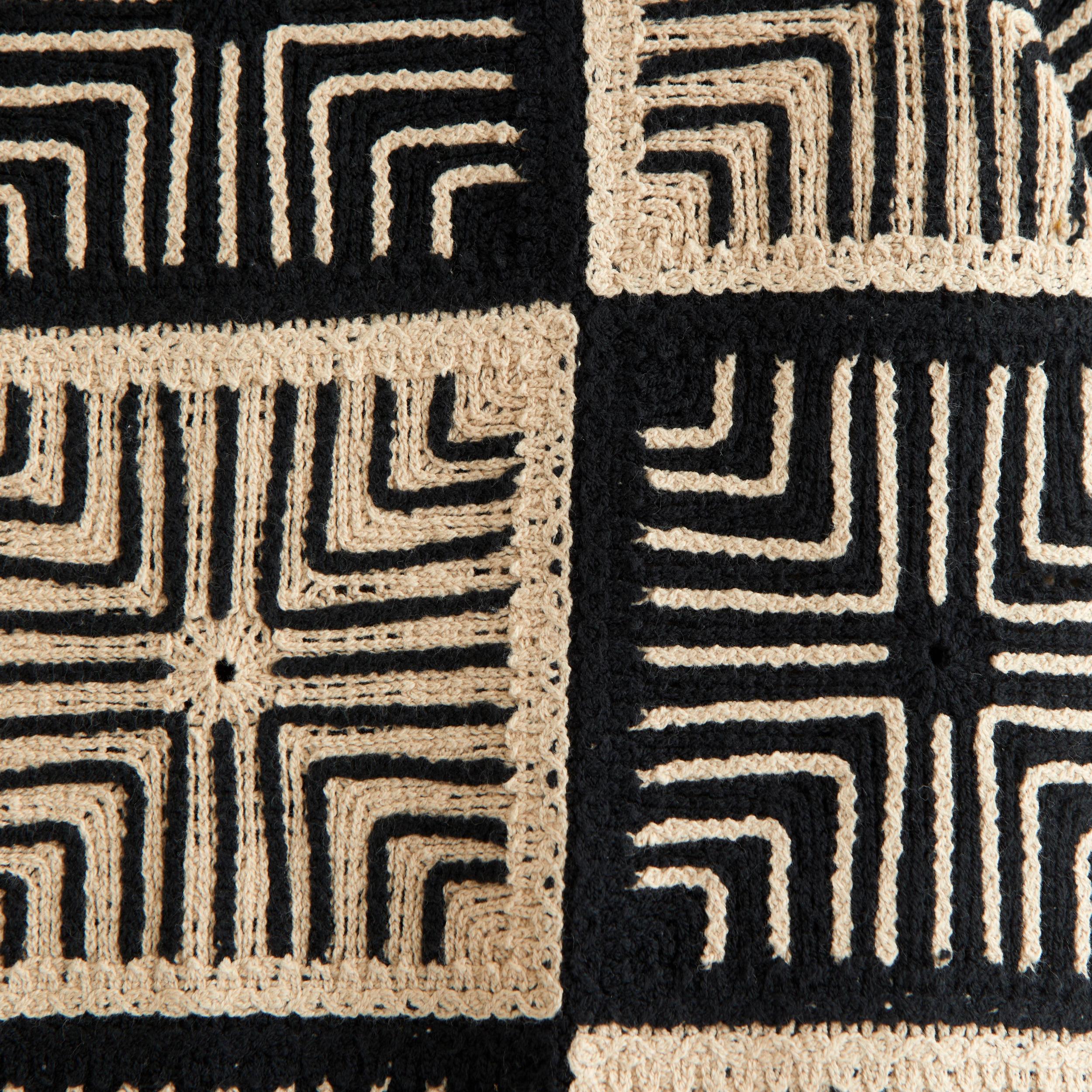 Crochet-Style Border Stripe Button-Through Sweater Polo Product Image