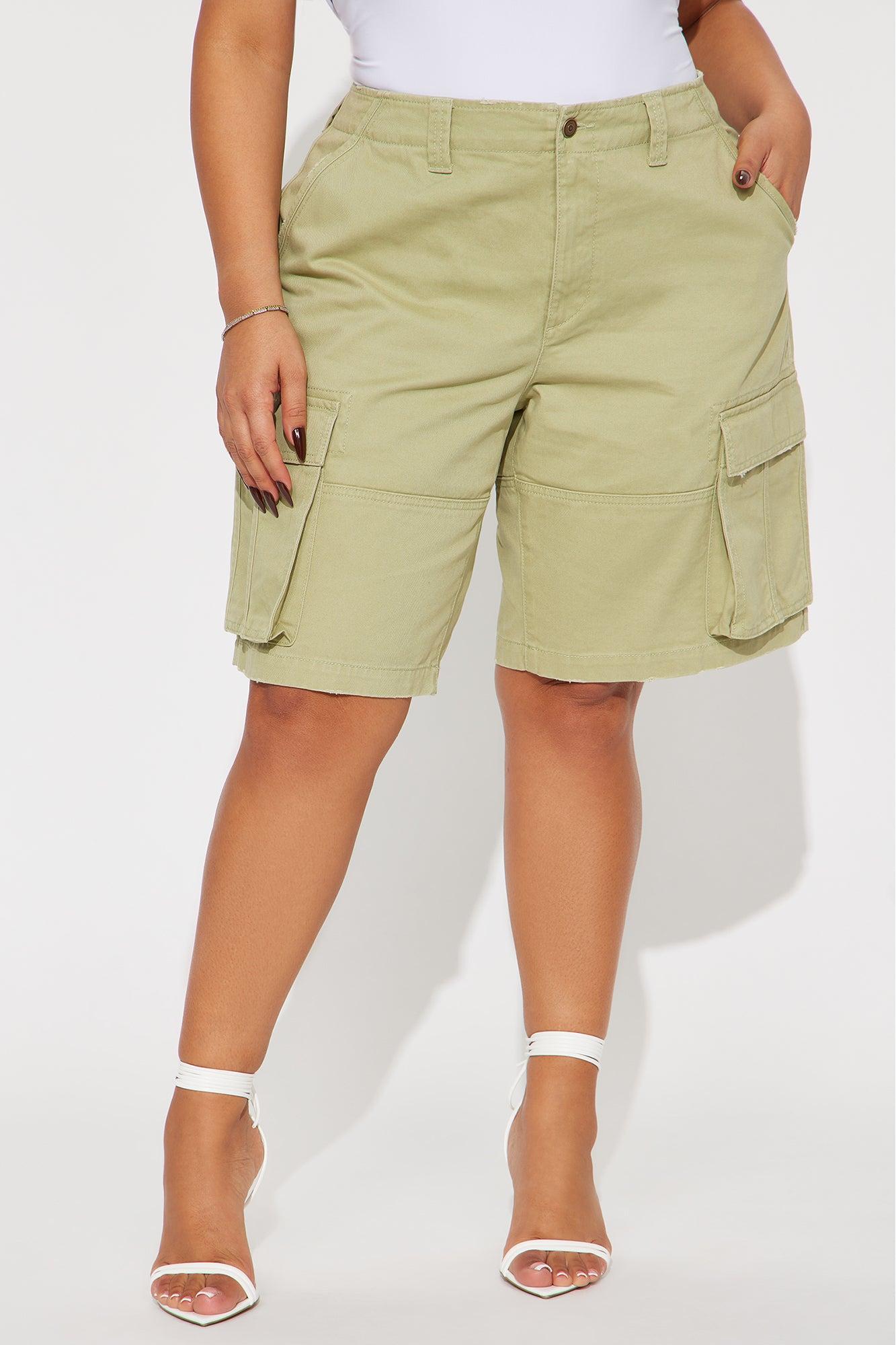 Mixed Emotions Cargo Bermuda Short - Sage Product Image