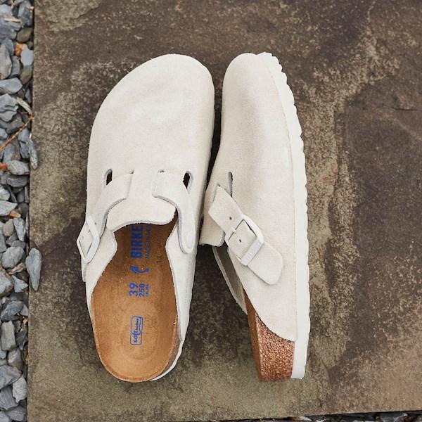 Womens Birkenstock Boston Soft Footbed Clog - Antique White Product Image