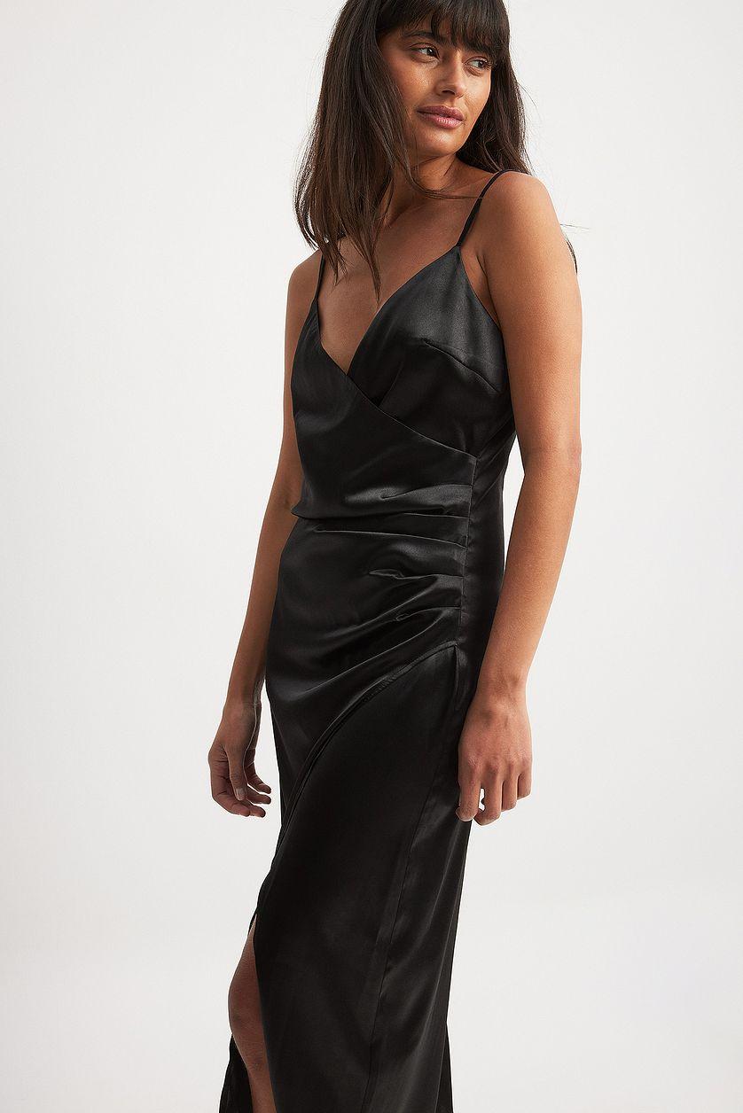 Overlap Satin Slip Dress Product Image