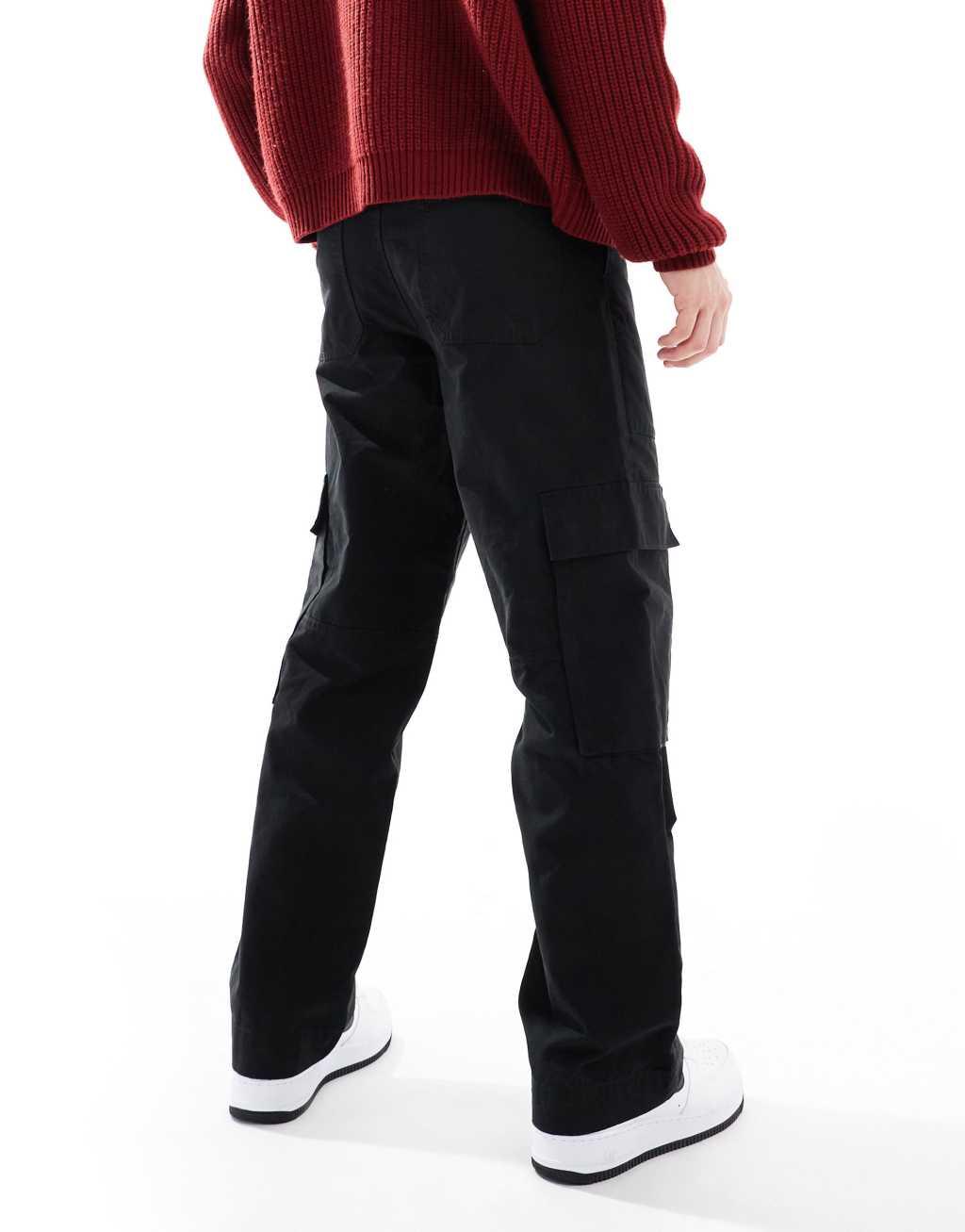 Jack & Jones loose fit workwear cargo in black Product Image