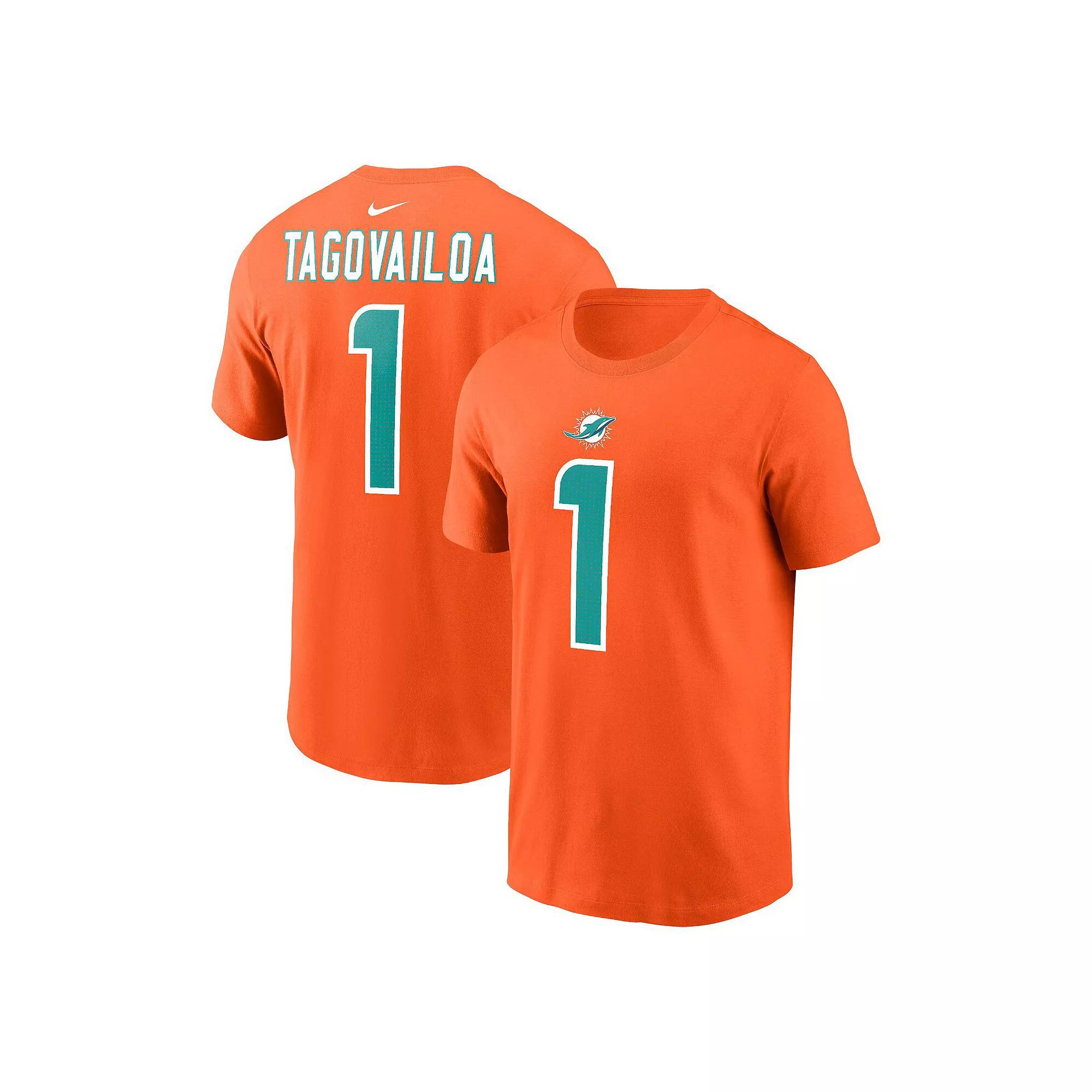 Men's Nike Tua Tagovailoa Orange Miami Dolphins Player Name & Number T-Shirt, Size: Medium Product Image