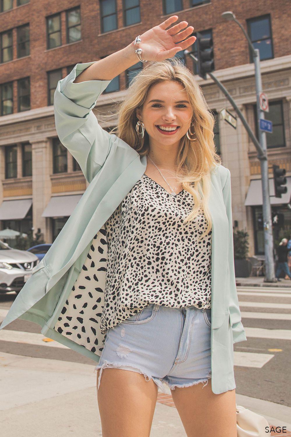 5524   Traci Ruched Sleeve Lined Blazer - Reg & Plus! Product Image