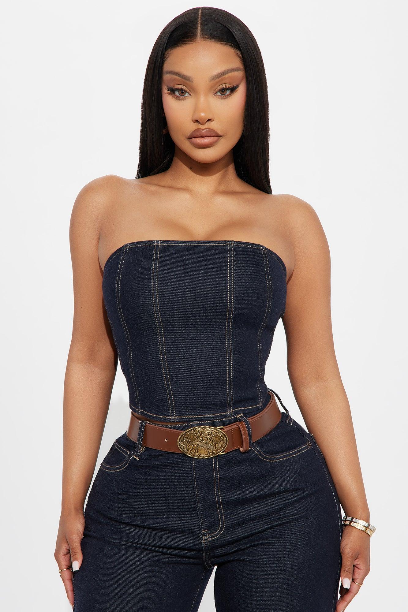 Western Babe Denim Pant Set - Dark Denim Female Product Image