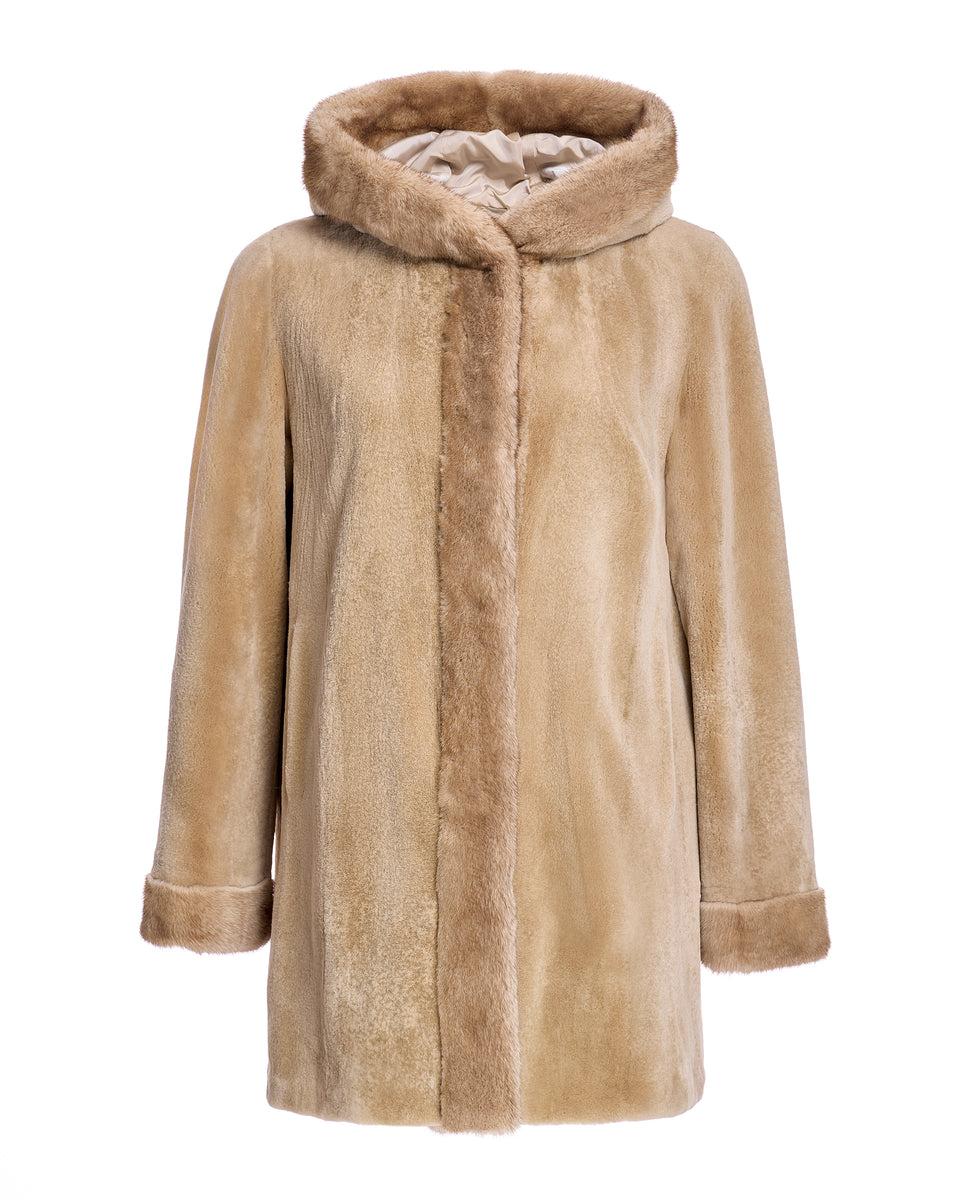 Reversible Sheared Mink Jacket with Hood Product Image